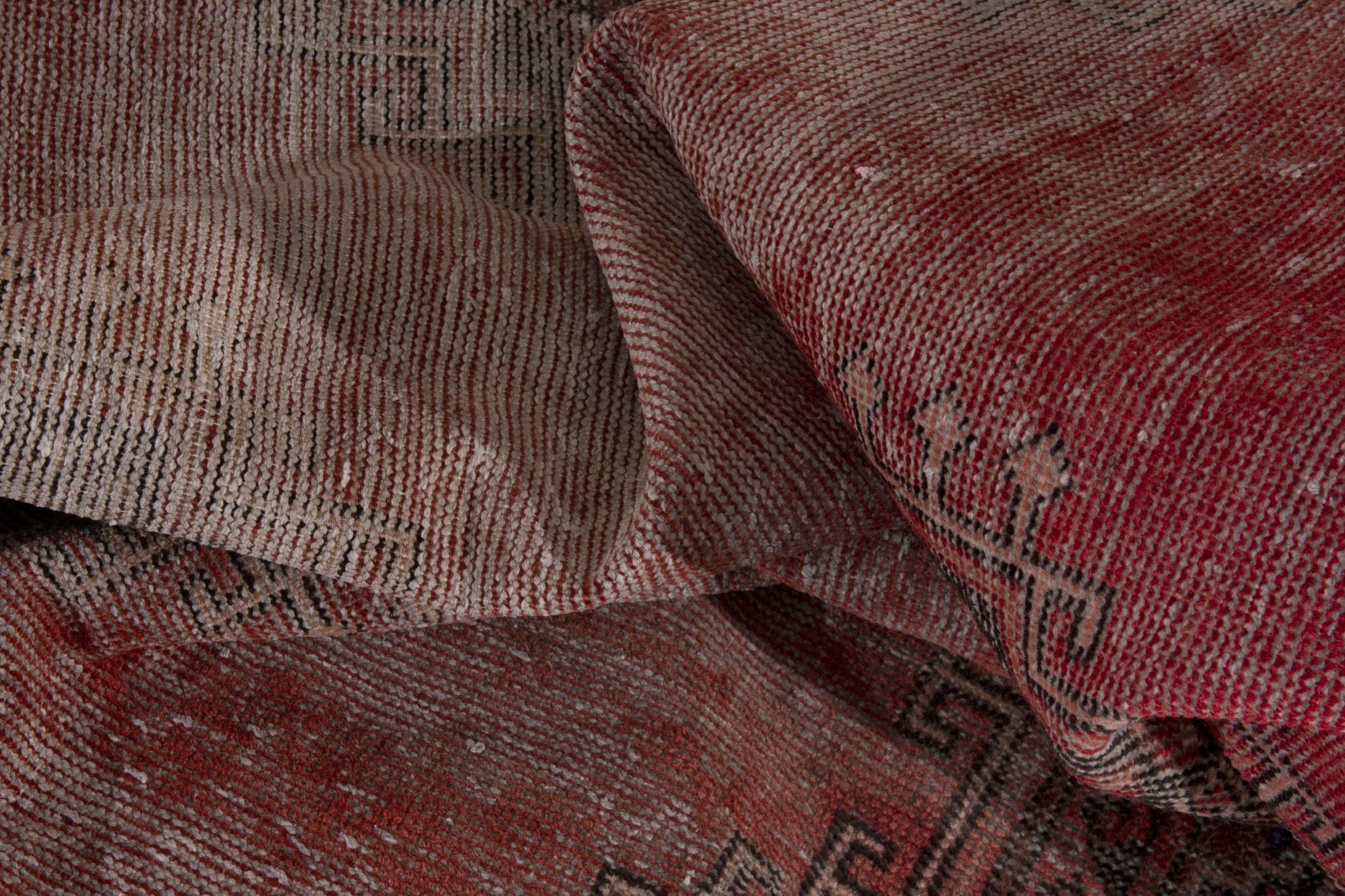 Persian Ferdos area rug in faded red and charcoal, view 17 of 19