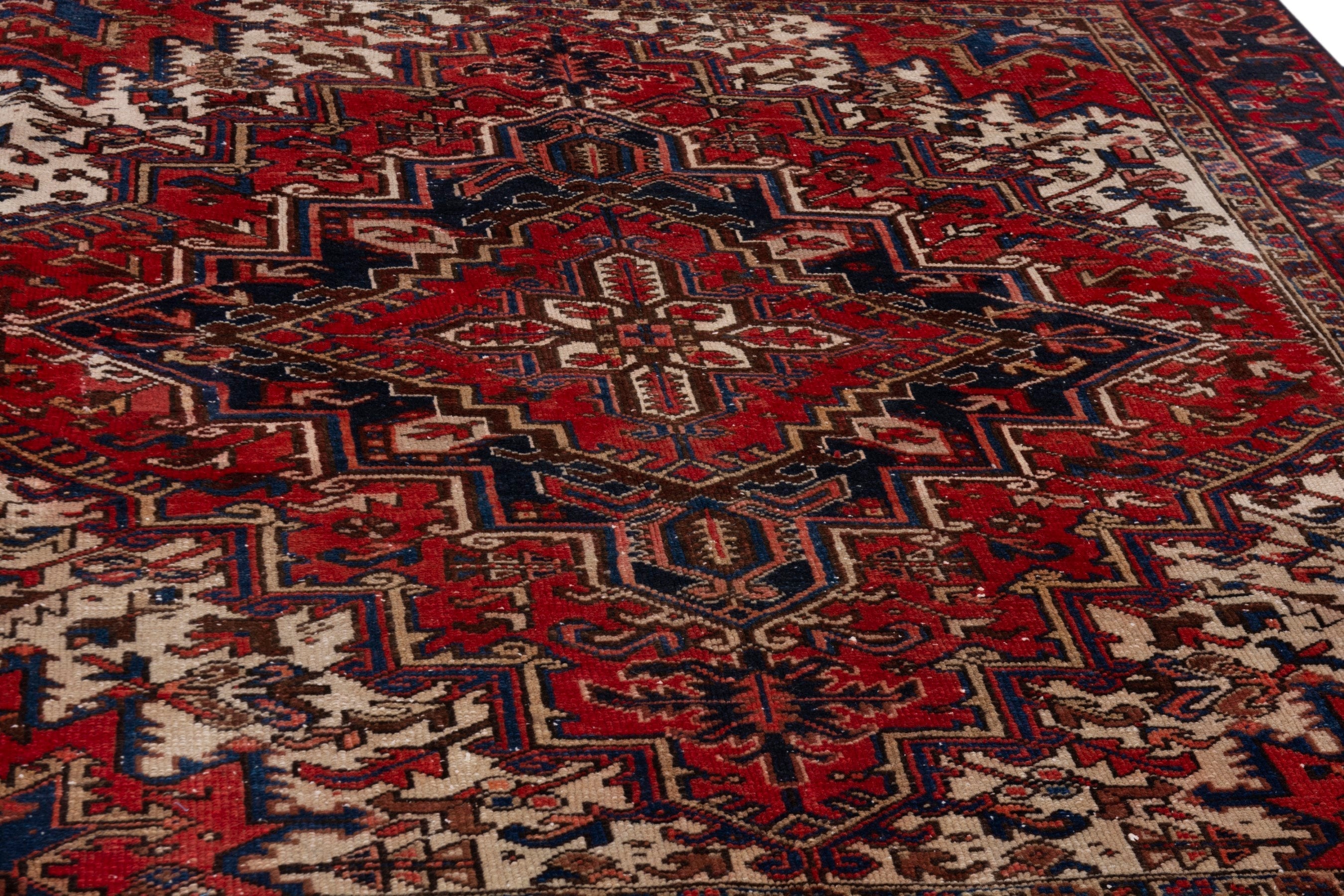 Persian Gorevan area rug in deep red and cream, view 8 of 19