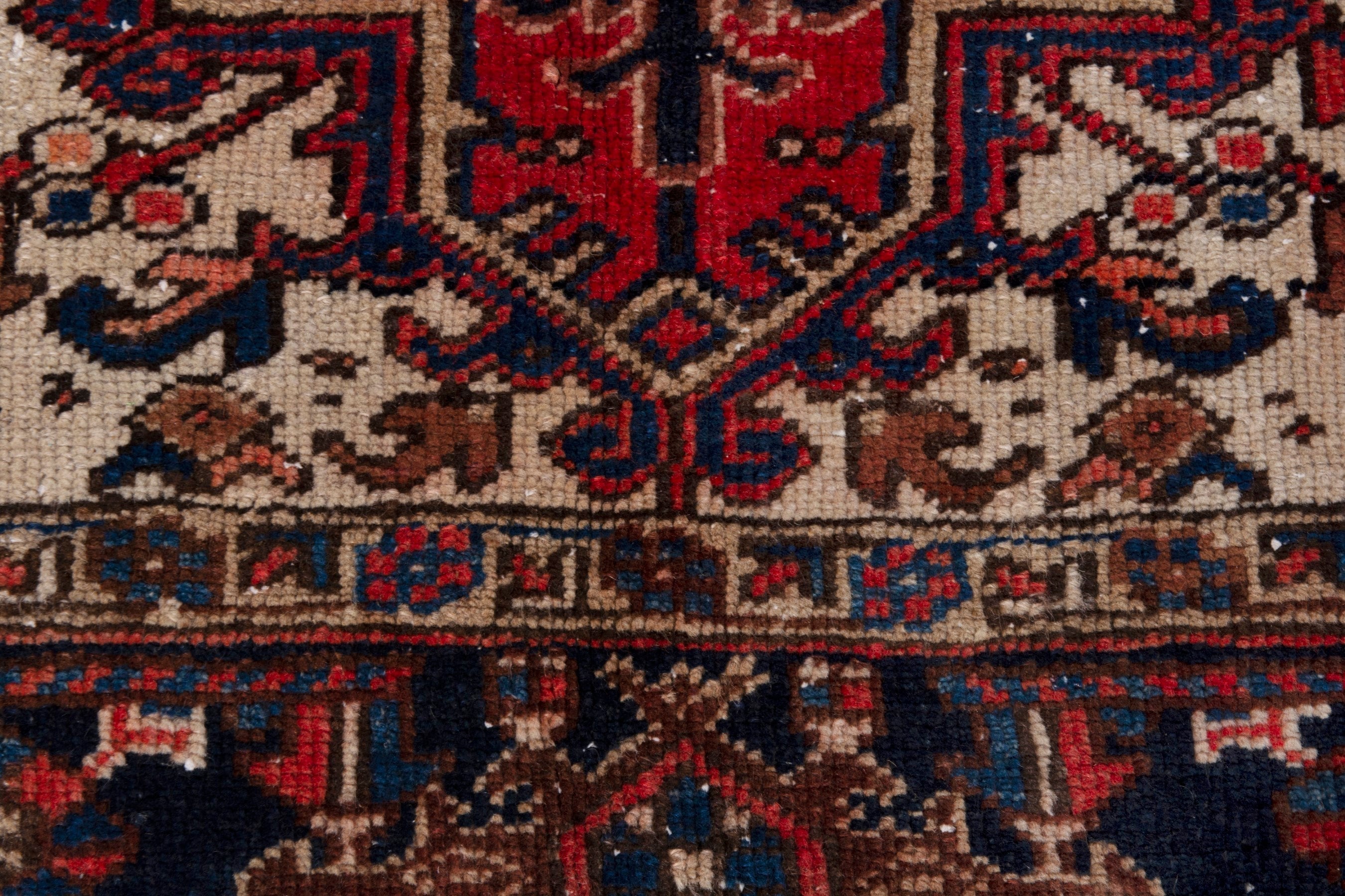 Persian Gorevan area rug in deep red and cream, view 11 of 19
