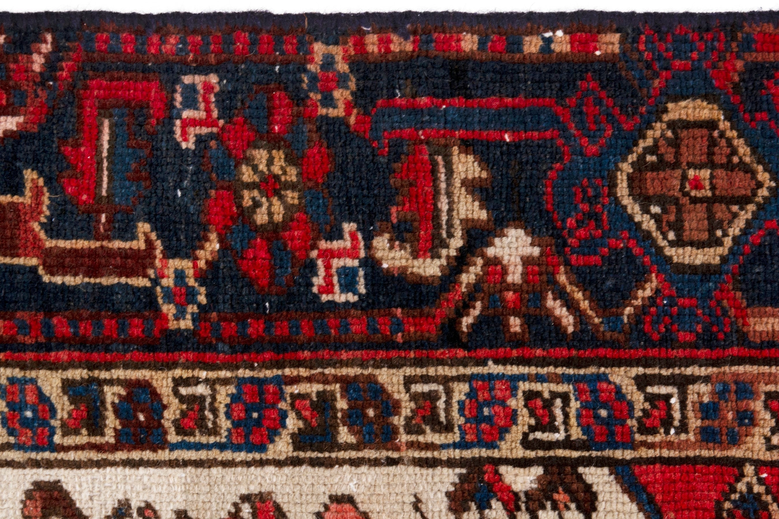 Persian Gorevan area rug in deep red and cream, view 12 of 19