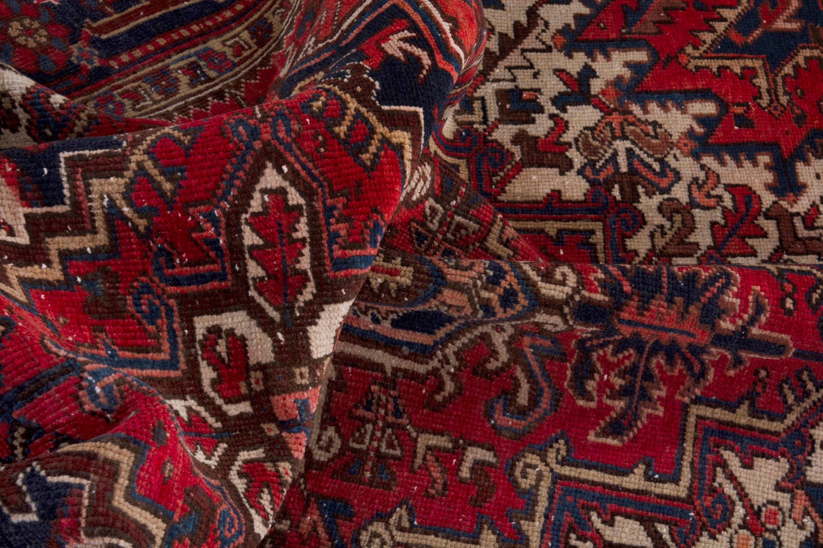 Persian Gorevan area rug in deep red and cream, view 17 of 19