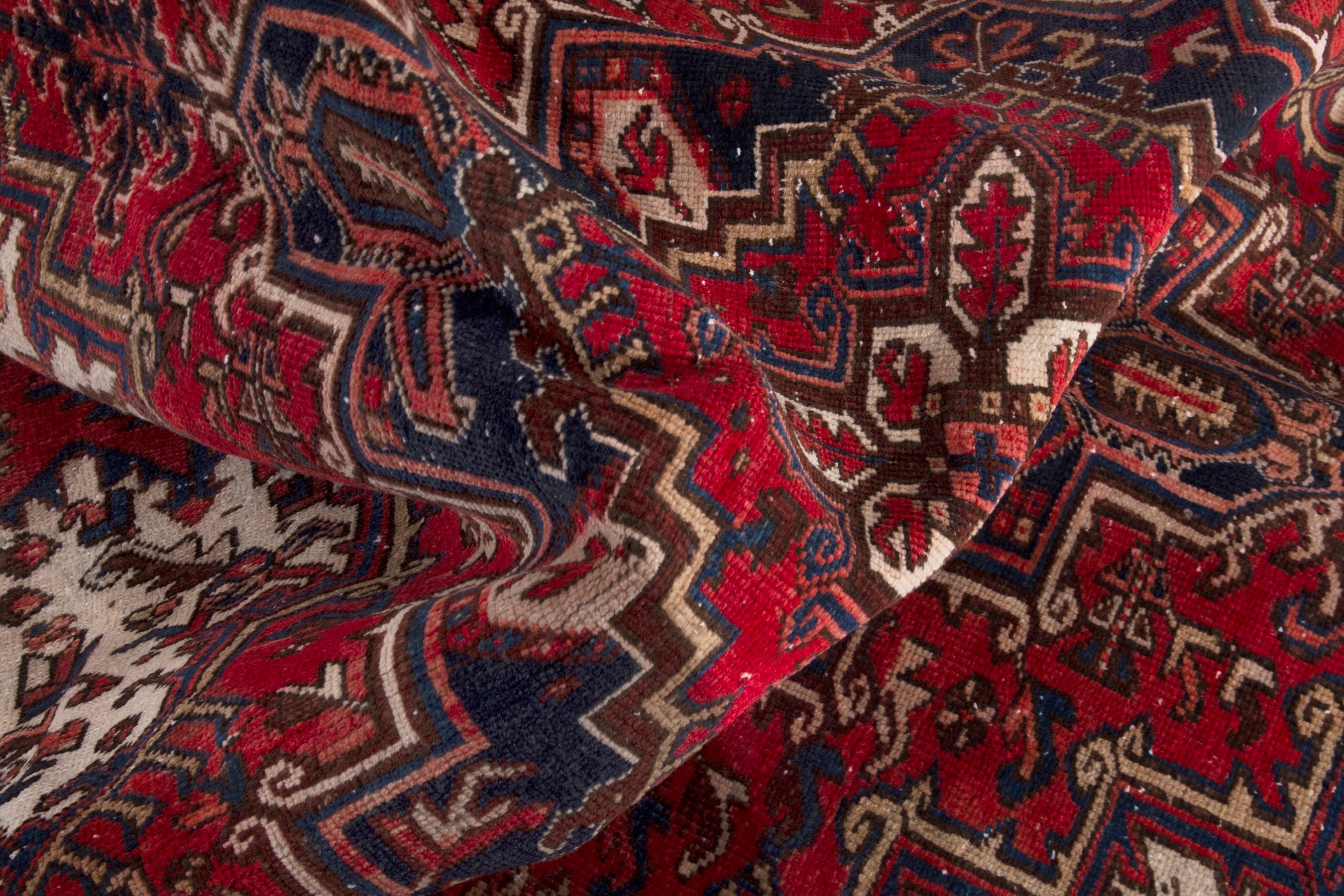 Persian Gorevan area rug in deep red and cream, view 18 of 19
