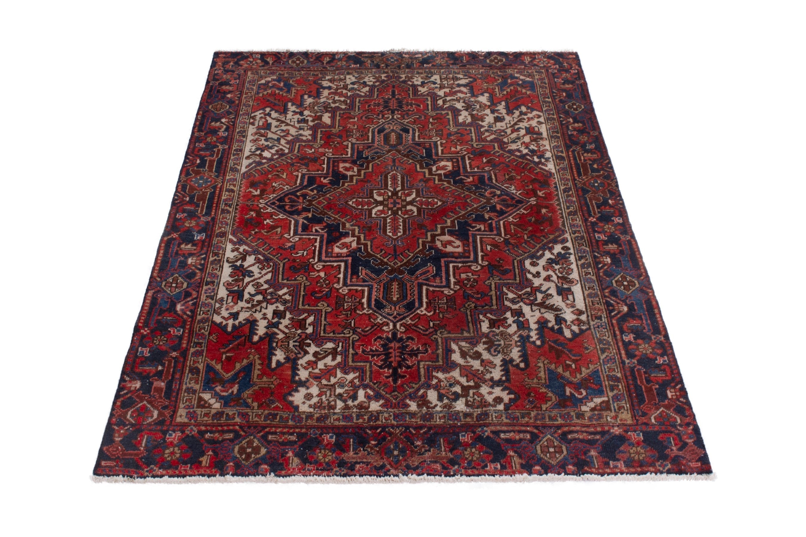 Persian Gorevan area rug in deep red and cream, view 2 of 19