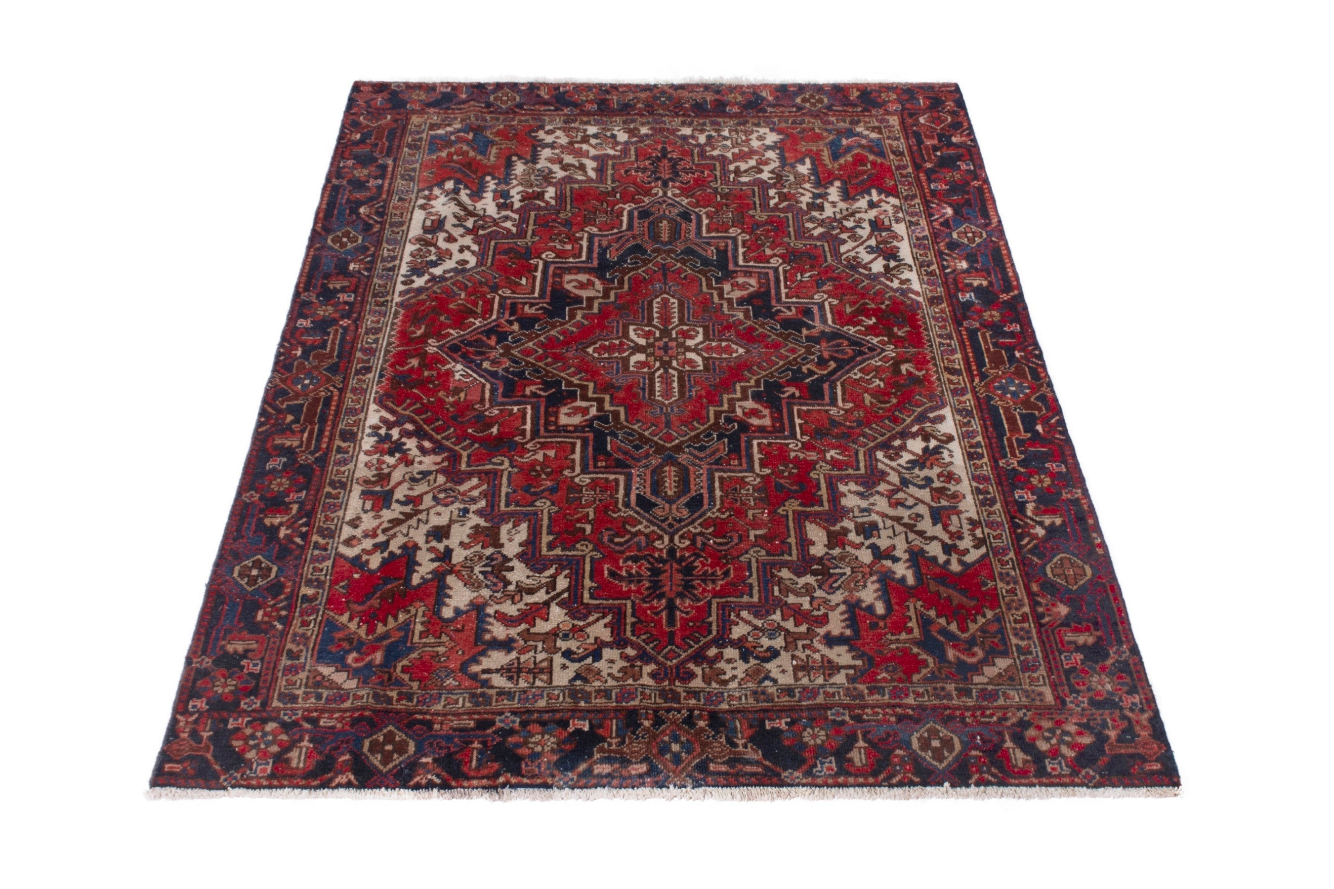 Persian Gorevan area rug in deep red and cream, view 3 of 19