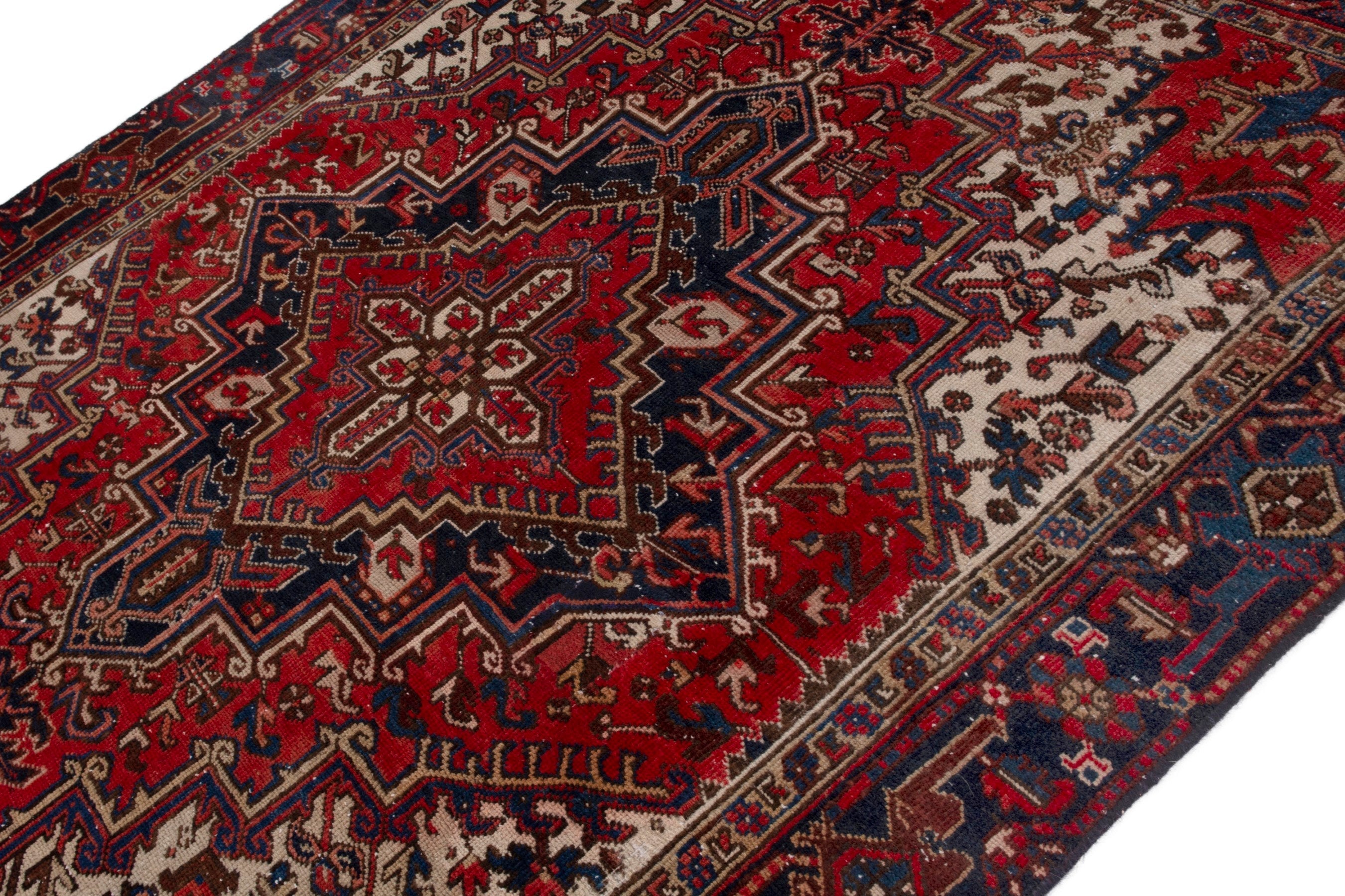 Persian Gorevan area rug in deep red and cream, view 4 of 19