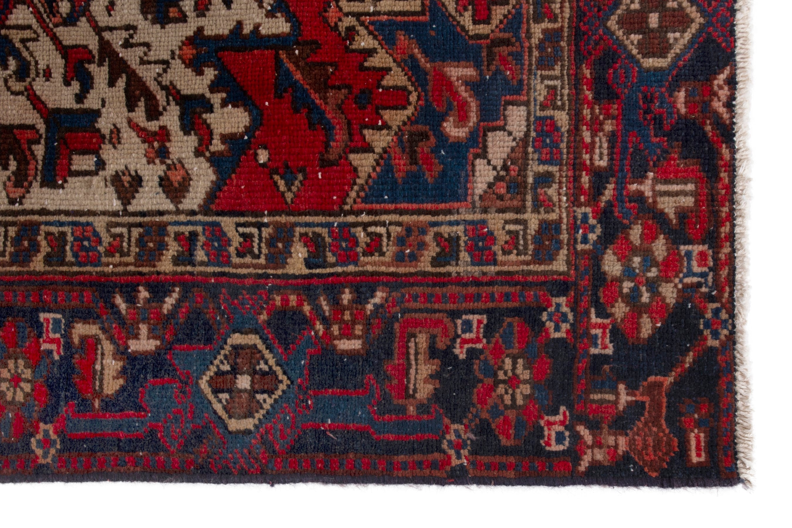 Persian Gorevan area rug in deep red and cream, view 10 of 19