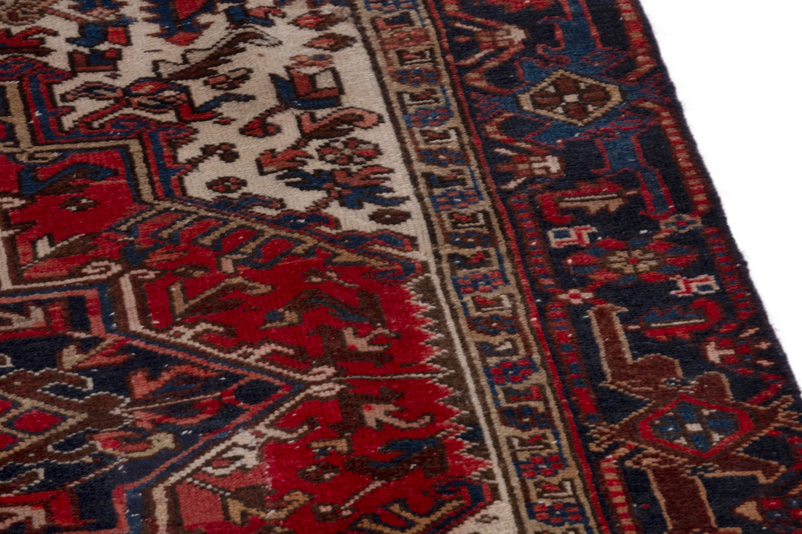 Persian Gorevan area rug in deep red and cream, view 9 of 19