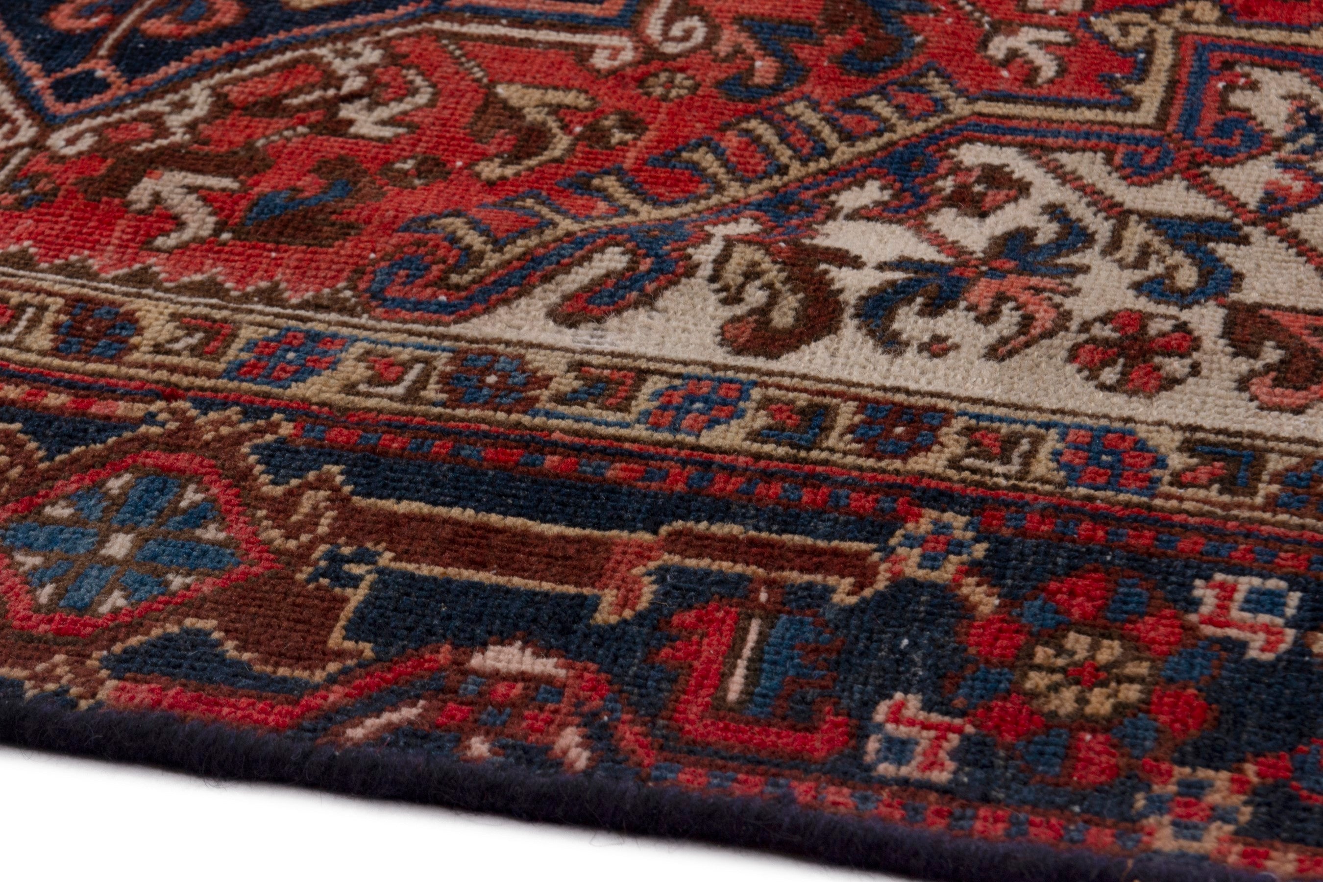 Persian Gorevan area rug in deep red and cream, view 6 of 19