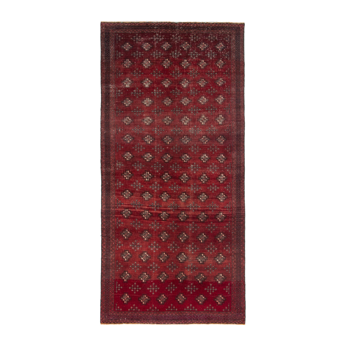 Persian Torkaman runner rug in deep red and cream, 4'3" x 9'