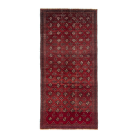 Persian Torkaman runner rug in deep red and cream, 4'3" x 9'