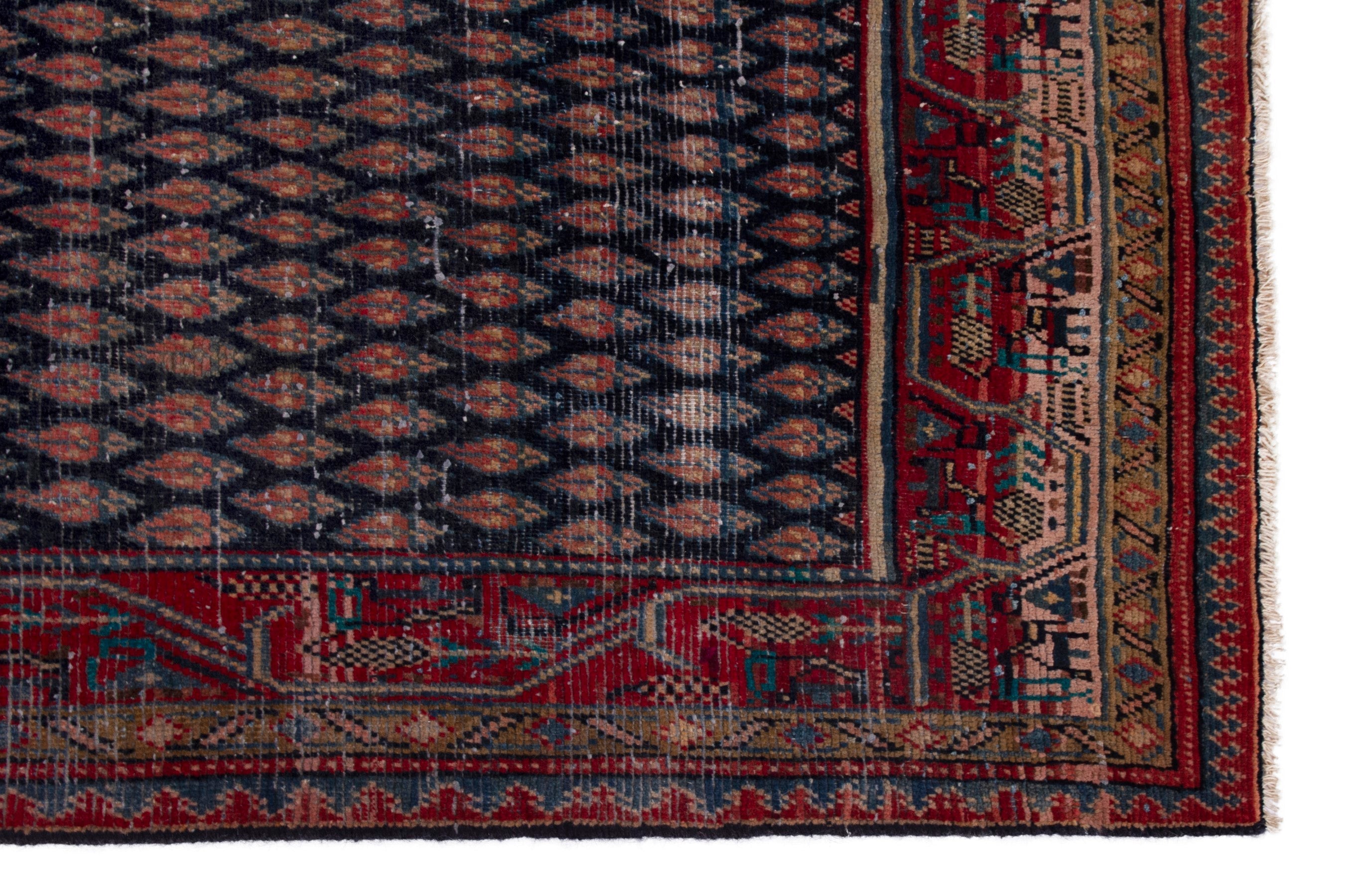 Persian Arak area rug in navy and burgundy, view 10 of 19