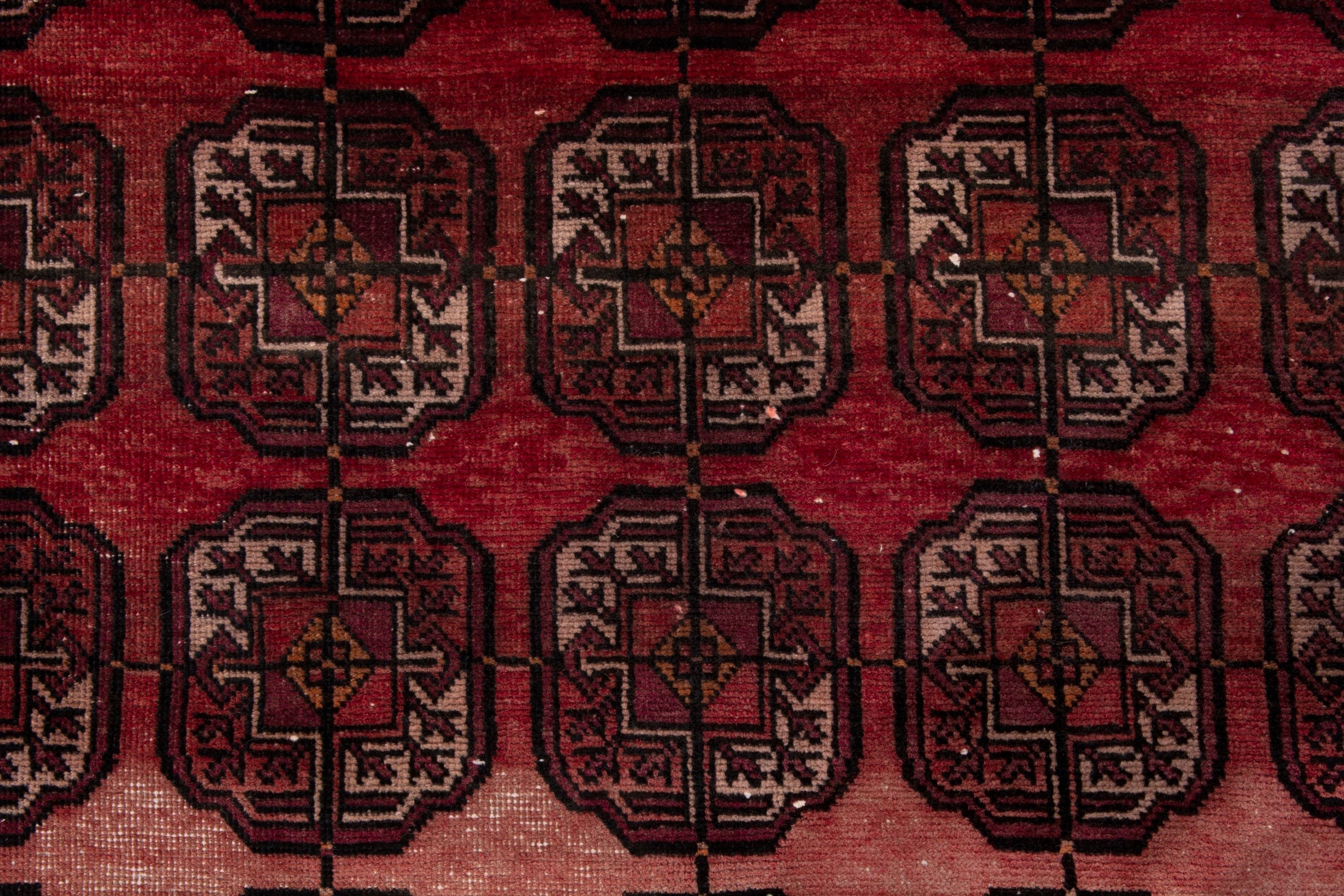 Persian Torkaman area rug in burgundy and deep red, view 15 of 19