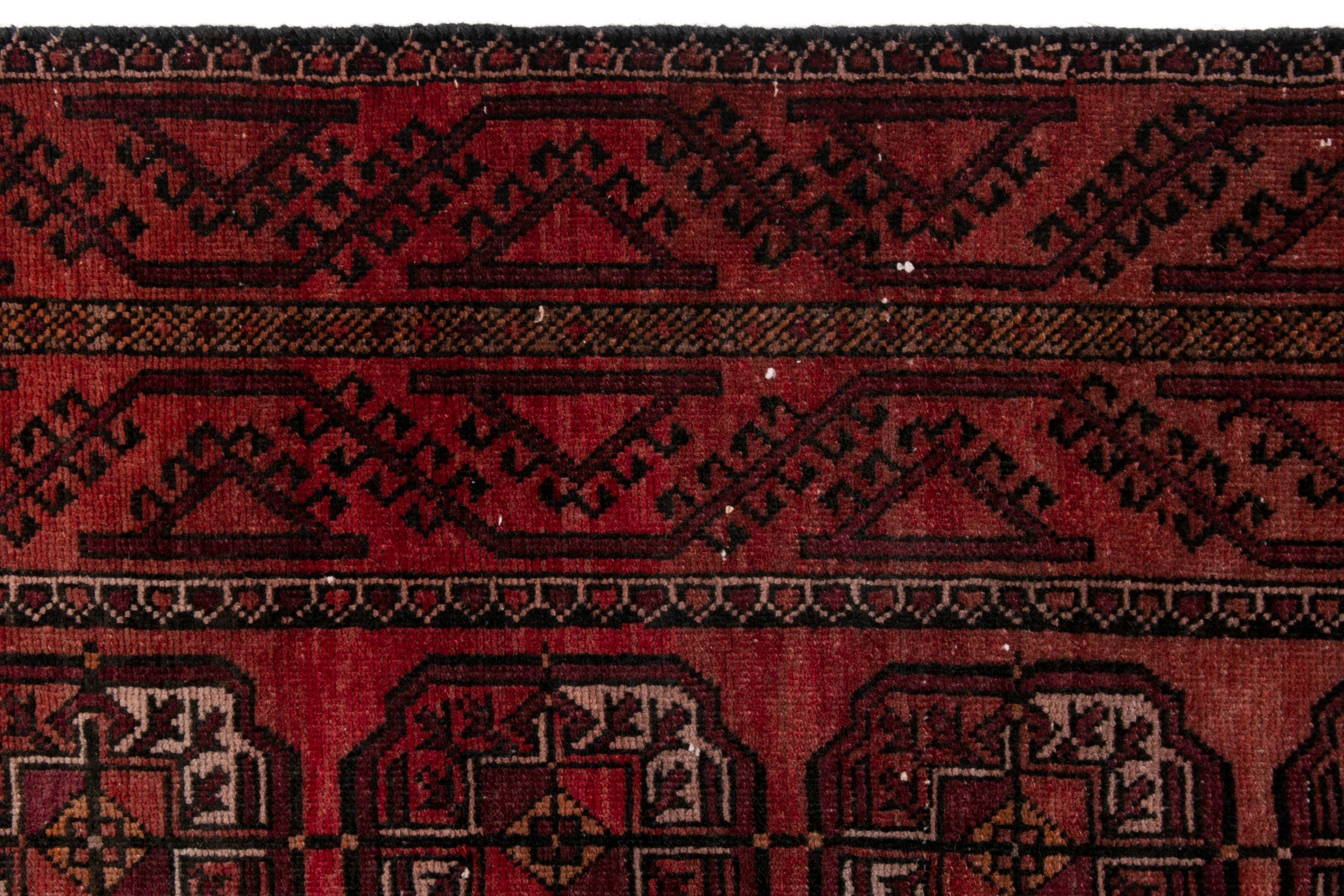 Persian Torkaman area rug in burgundy and deep red, view 12 of 19