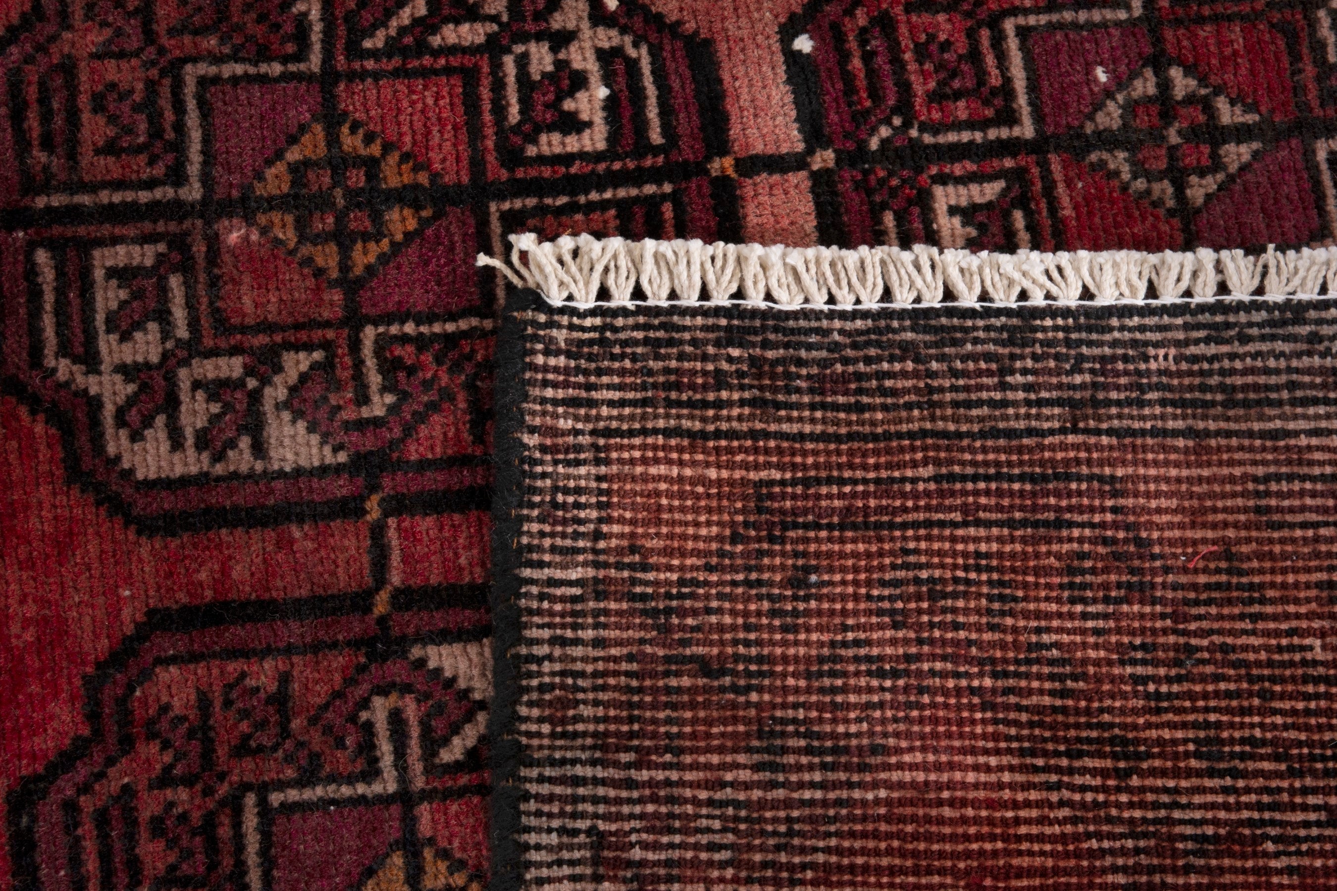 Persian Torkaman area rug in burgundy and deep red, view 19 of 19