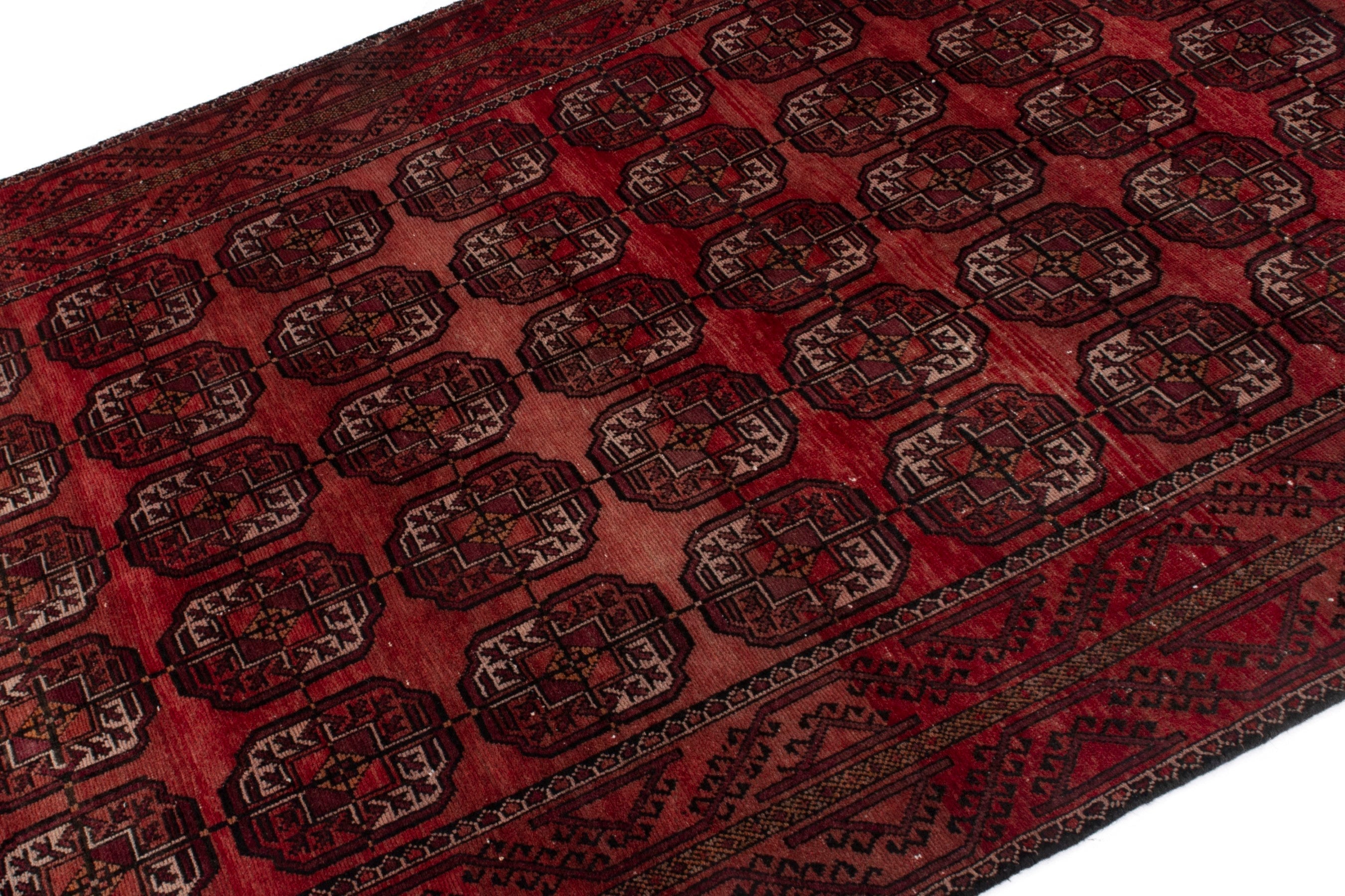 Persian Torkaman area rug in burgundy and deep red, view 4 of 19