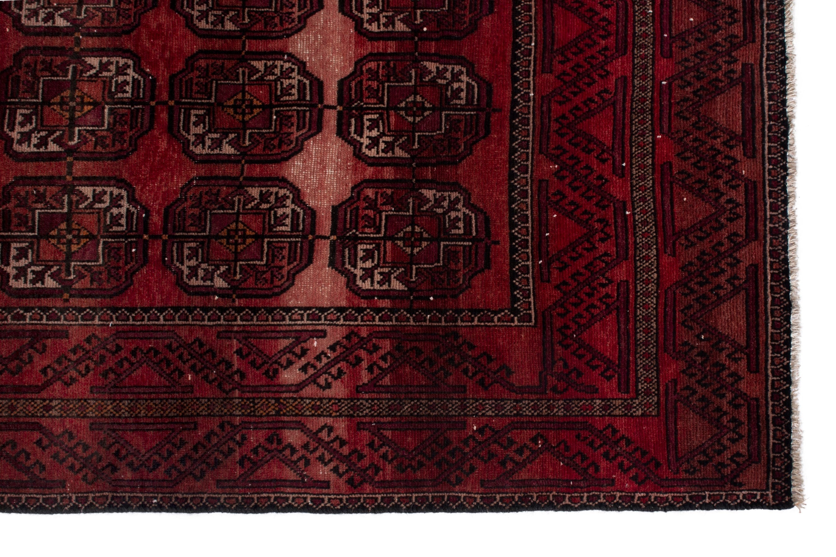 Persian Torkaman area rug in burgundy and deep red, view 10 of 19