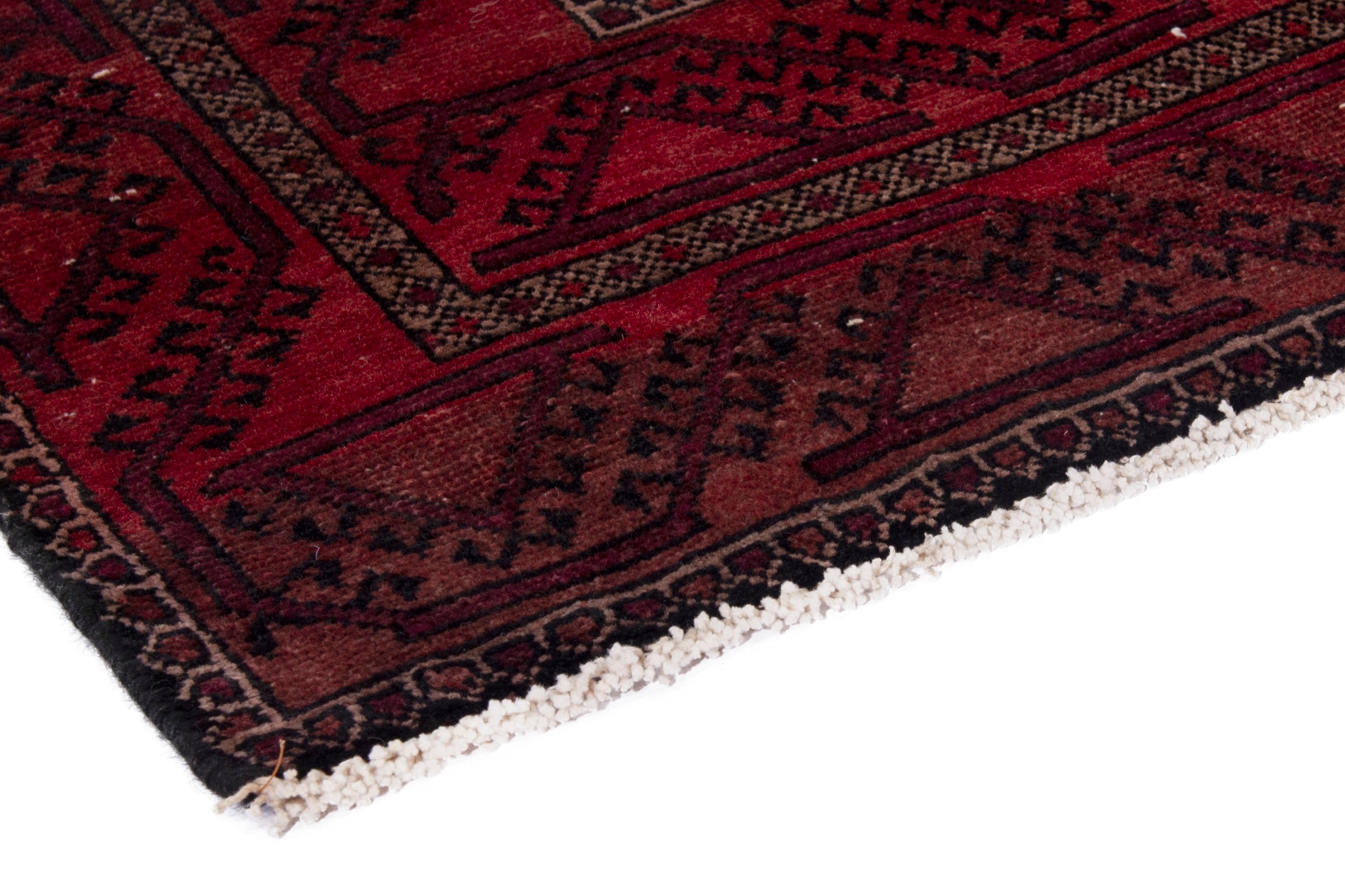 Persian Torkaman area rug in burgundy and deep red, view 5 of 19