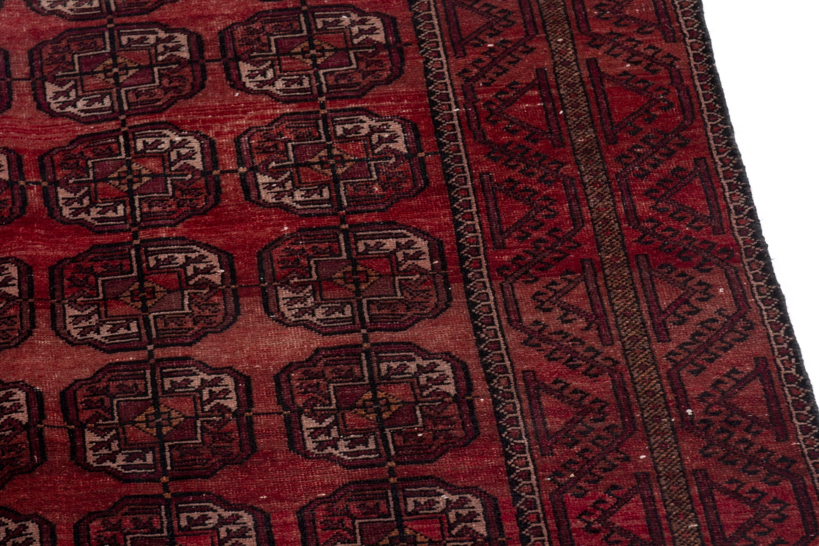 Persian Torkaman area rug in burgundy and deep red, view 9 of 19