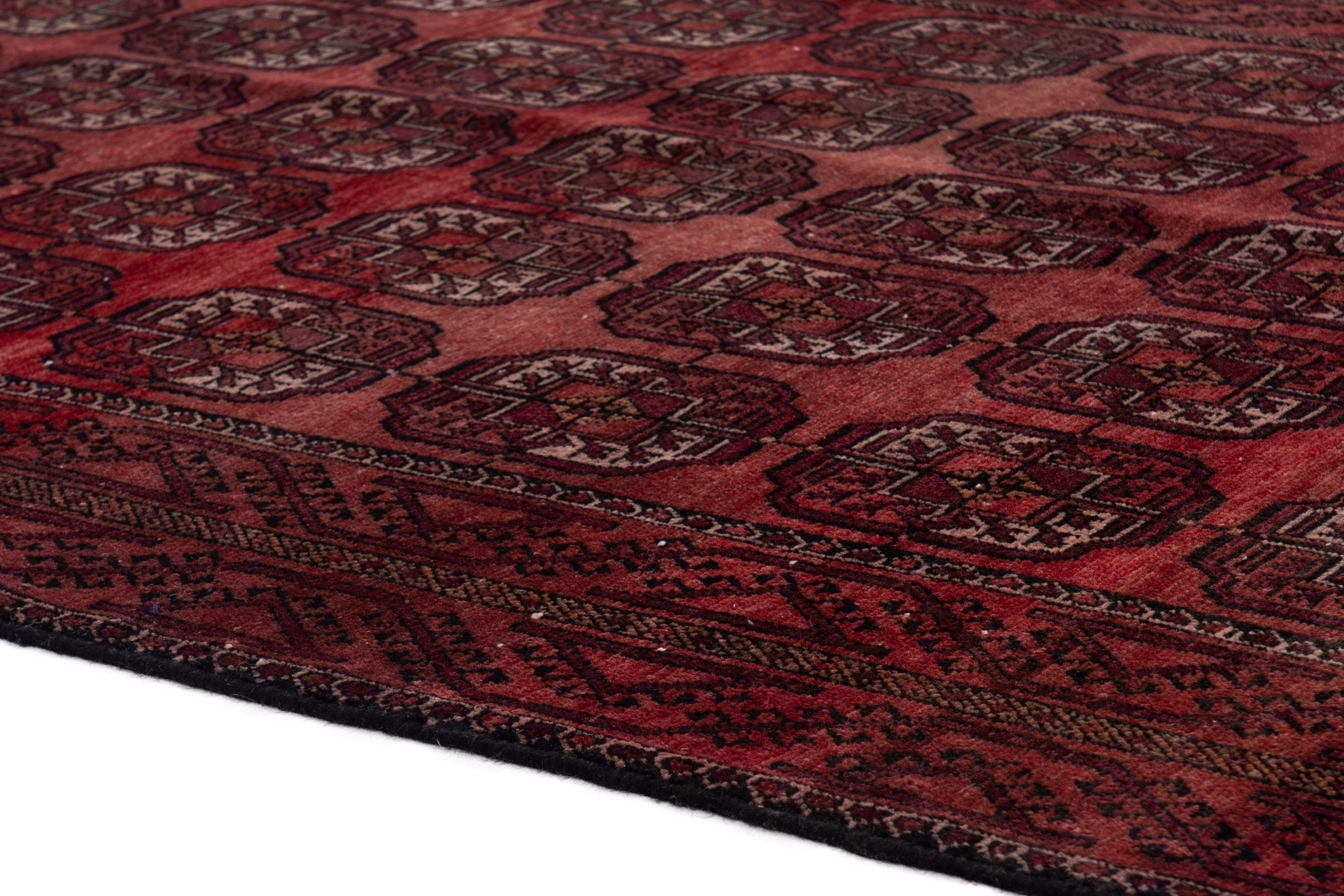 Persian Torkaman area rug in burgundy and deep red, view 6 of 19