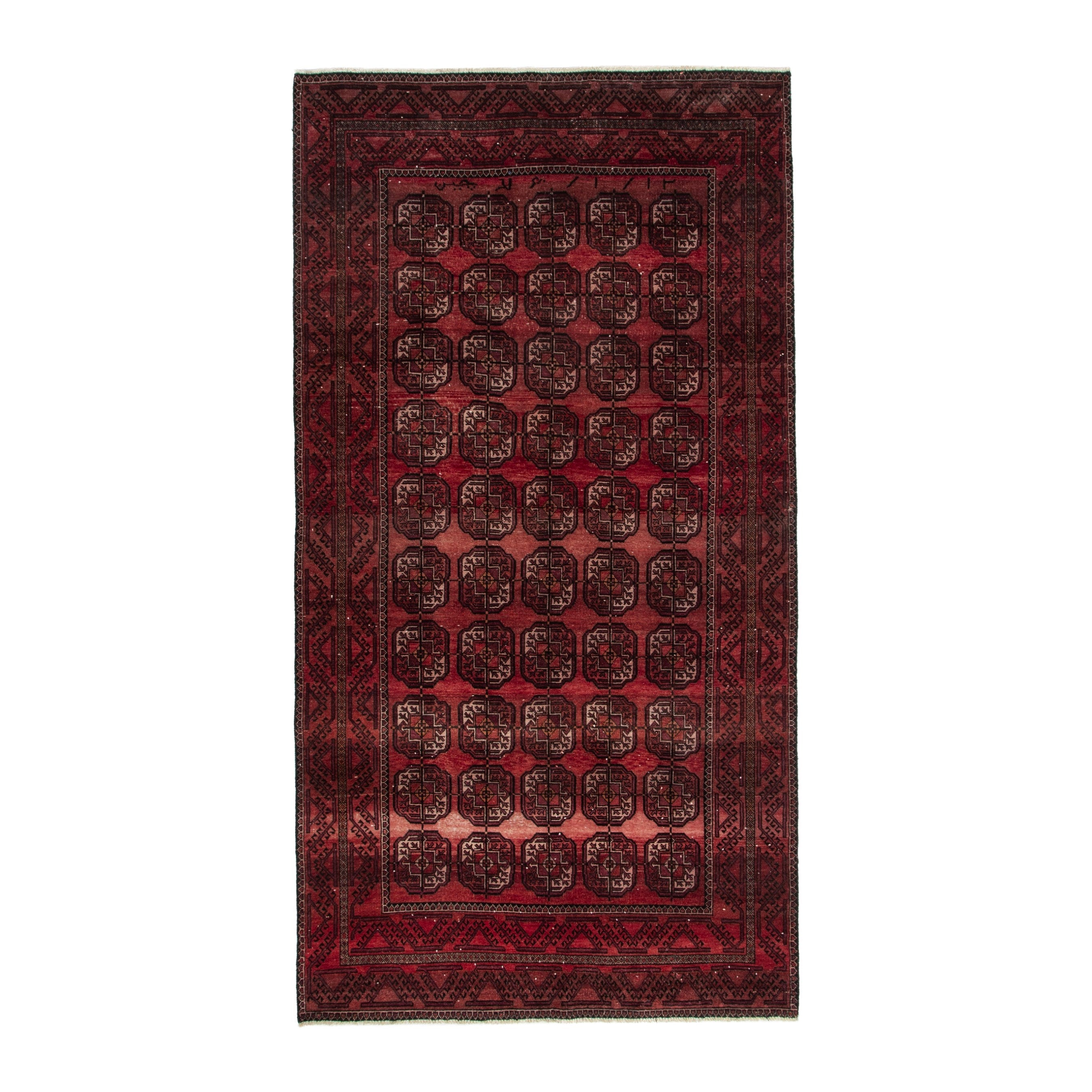 Persian Torkaman area rug in burgundy and deep red, 5'3" x 10'