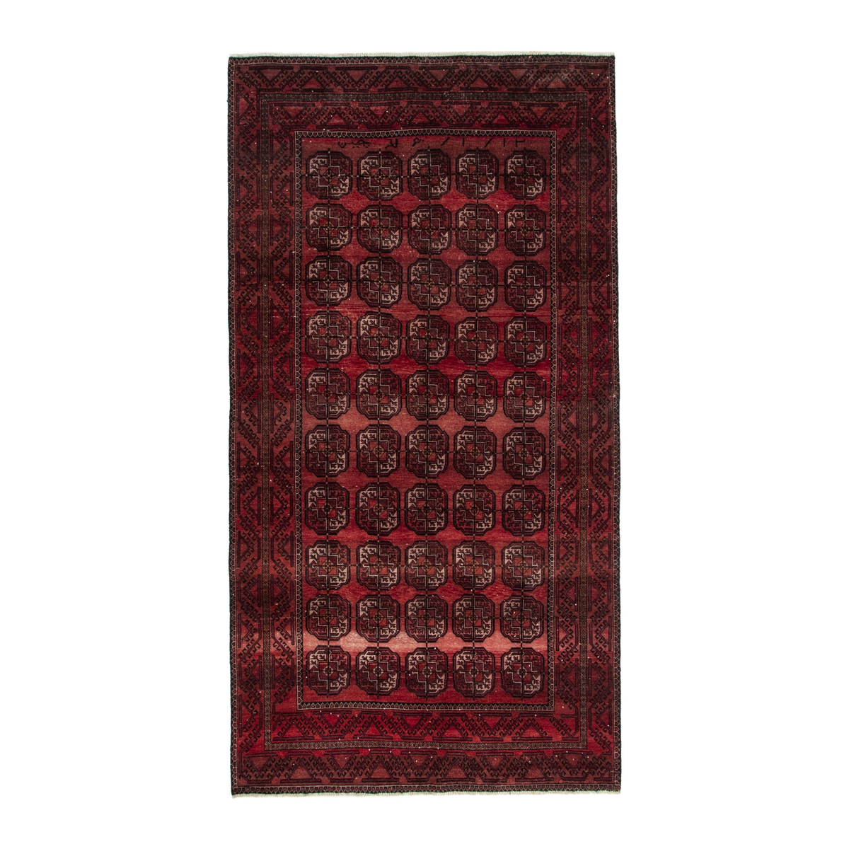 Persian Torkaman area rug in burgundy and deep red, 5'3" x 10'