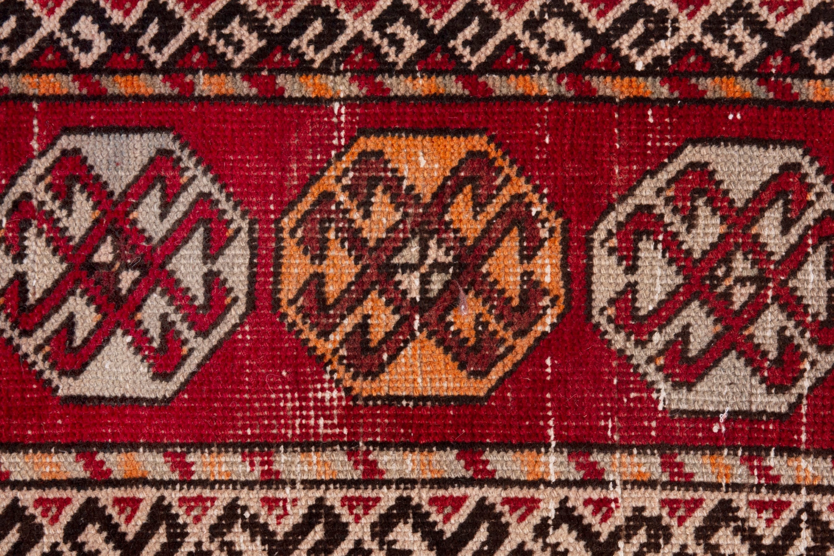 Persian Ghoochan area rug in deep red and cream, view 13 of 20
