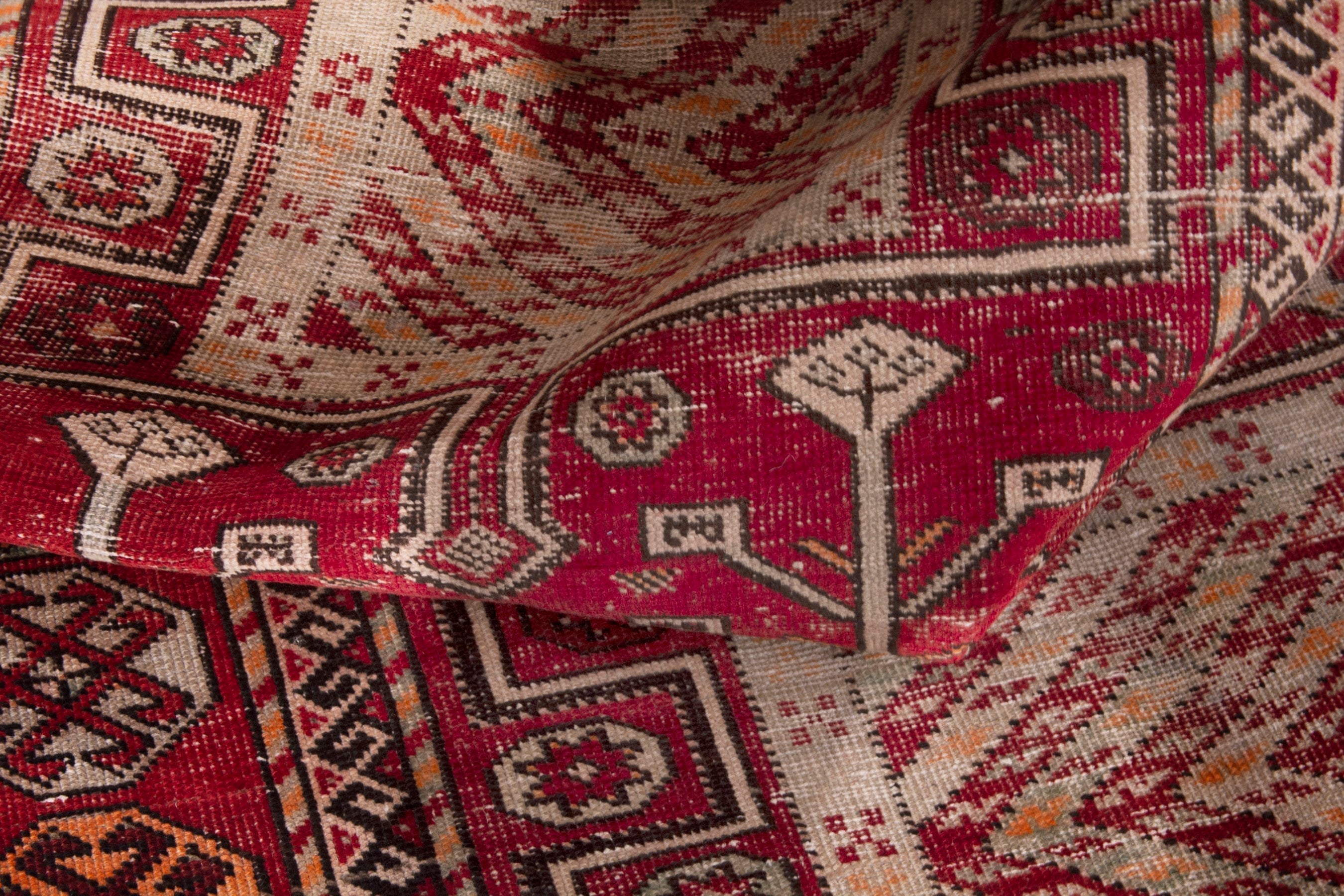 Persian Ghoochan area rug in deep red and cream, view 18 of 20