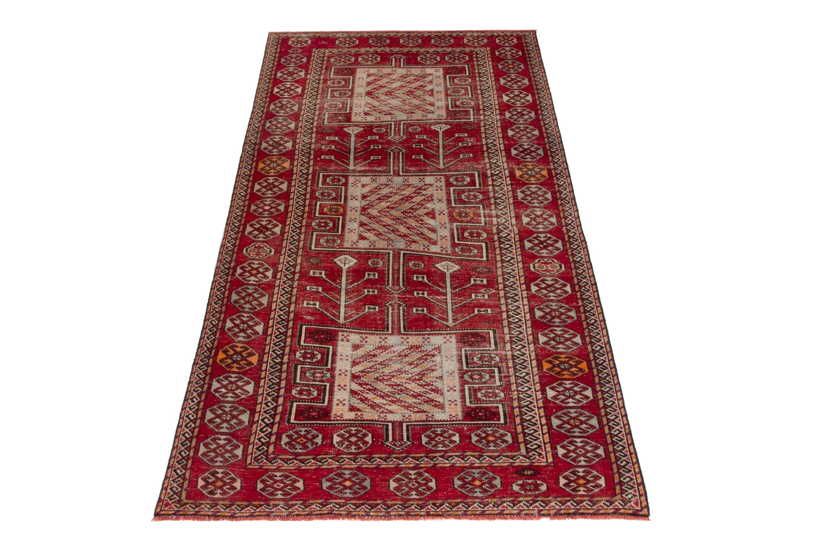 Persian Ghoochan area rug in deep red and cream, view 2 of 20