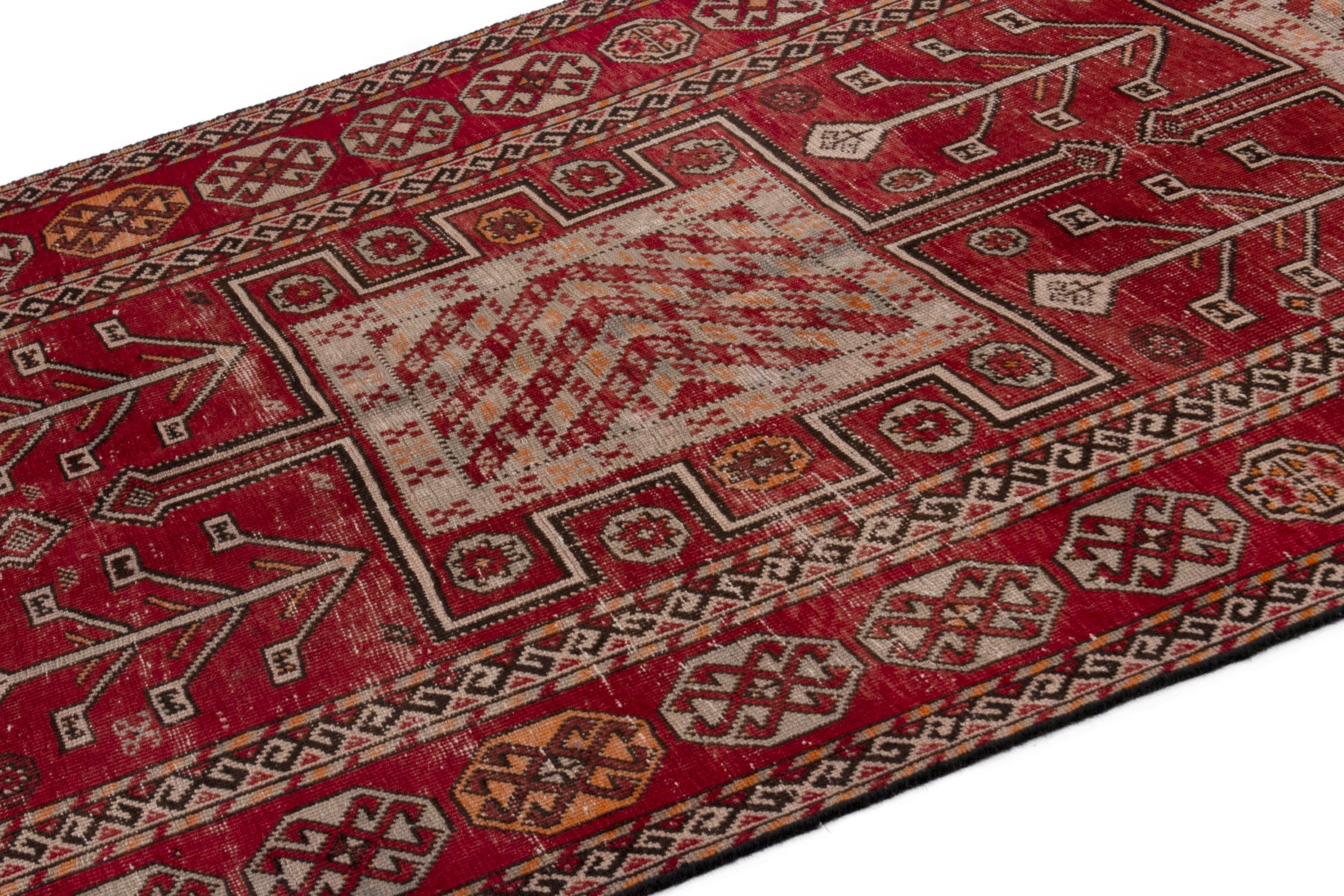 Persian Ghoochan area rug in deep red and cream, view 4 of 20