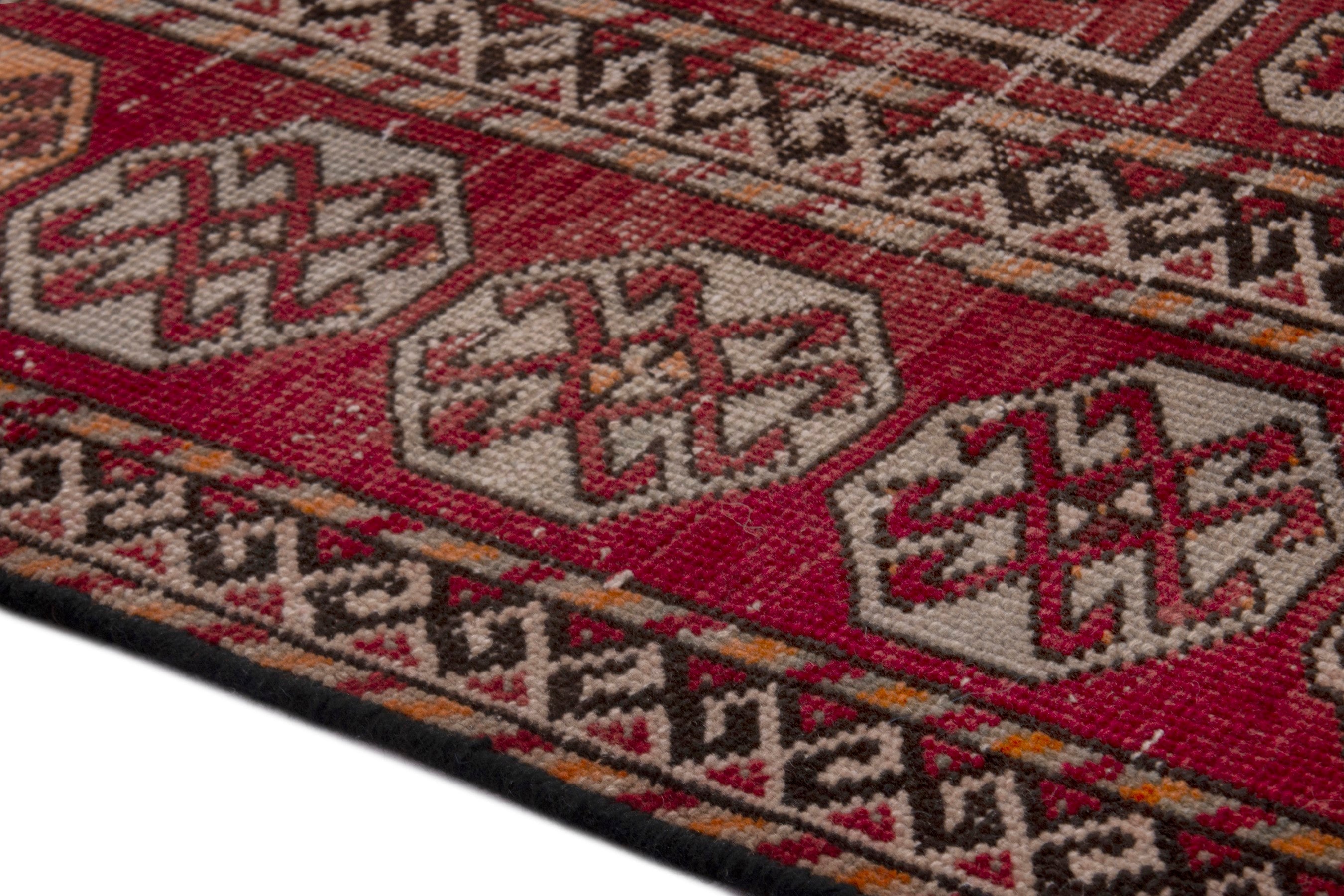 Persian Ghoochan area rug in deep red and cream, view 6 of 20
