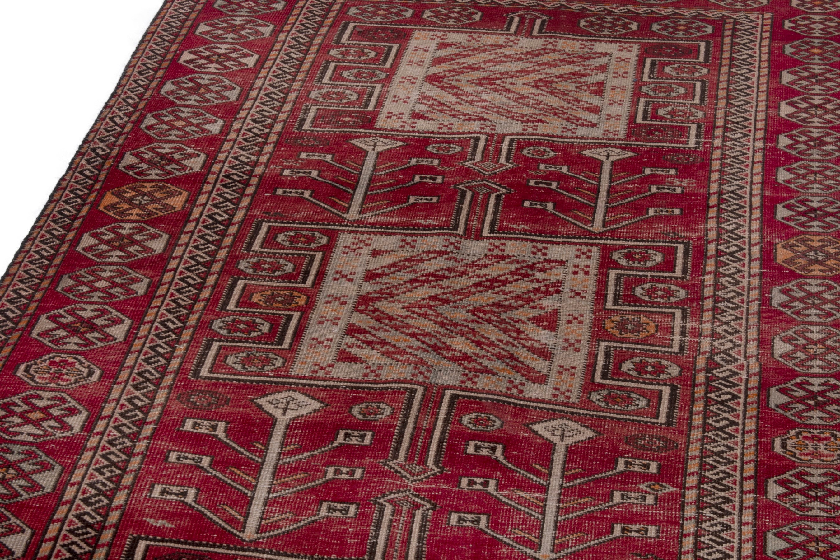 Persian Ghoochan area rug in deep red and cream, view 7 of 20