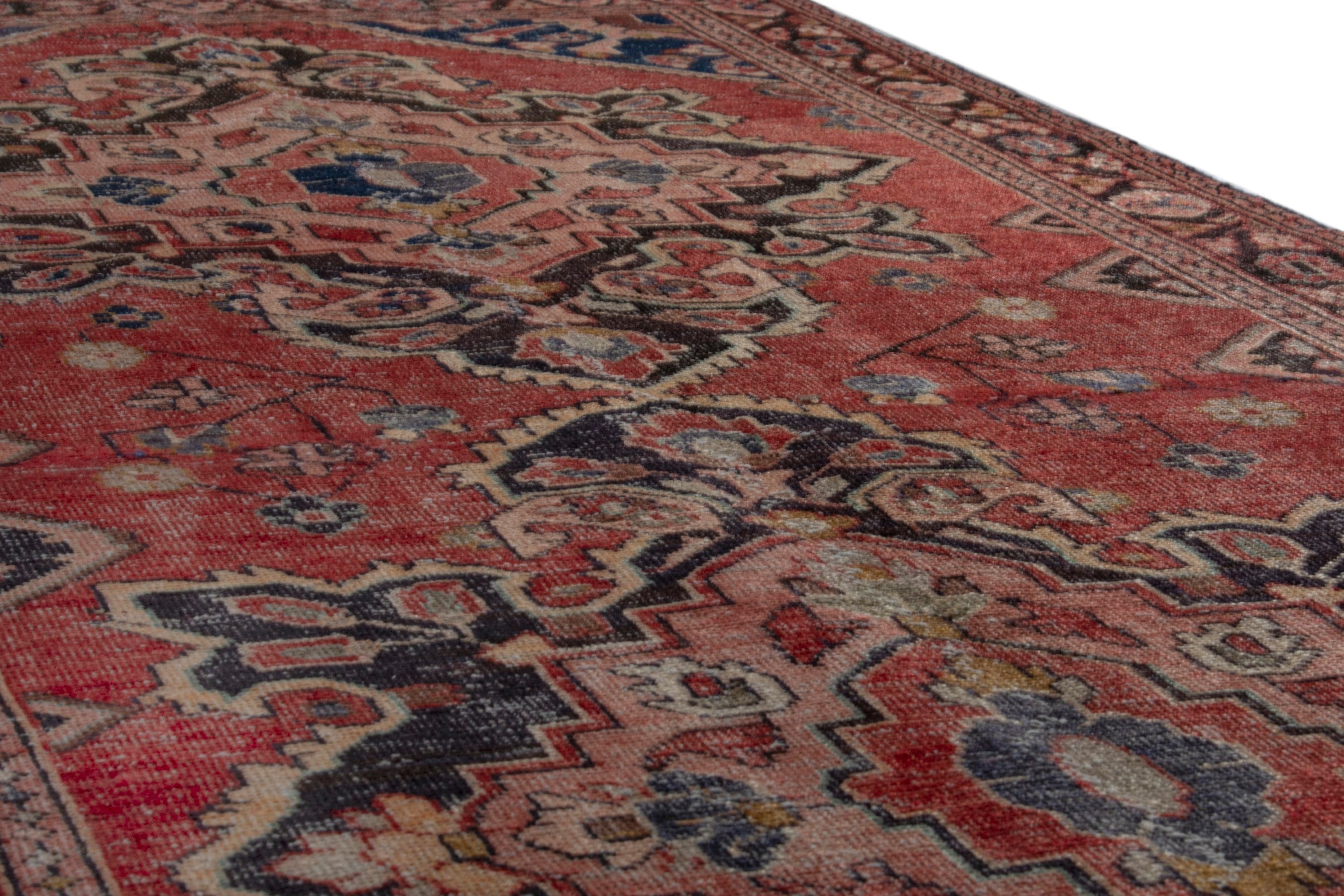 Persian Arak runner rug in faded red and navy, view 8 of 18