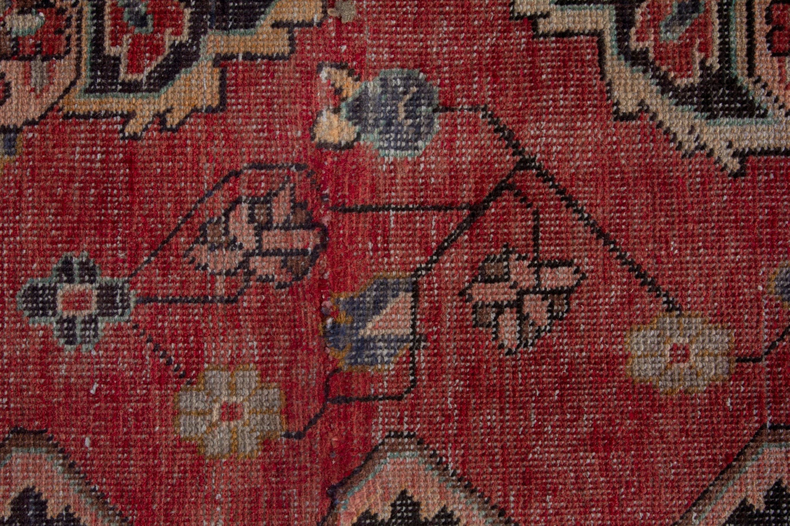Persian Arak runner rug in faded red and navy, view 13 of 18