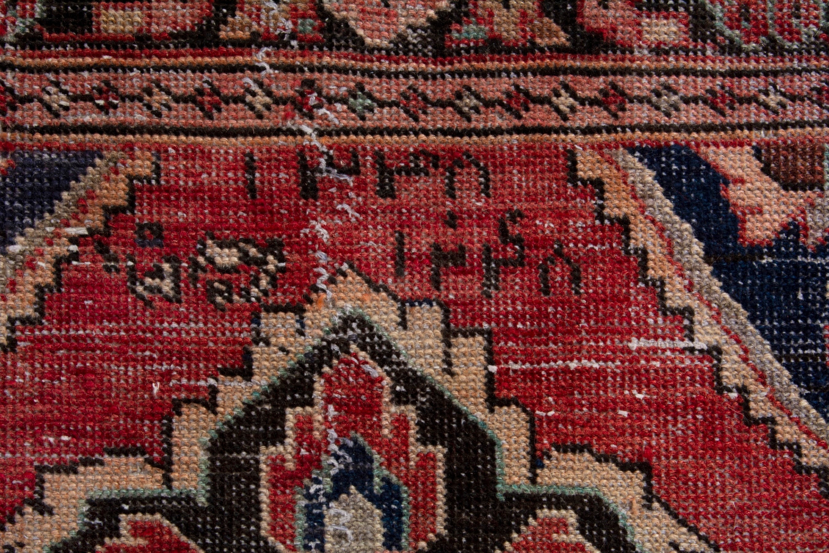 Persian Arak runner rug in faded red and navy, view 14 of 18