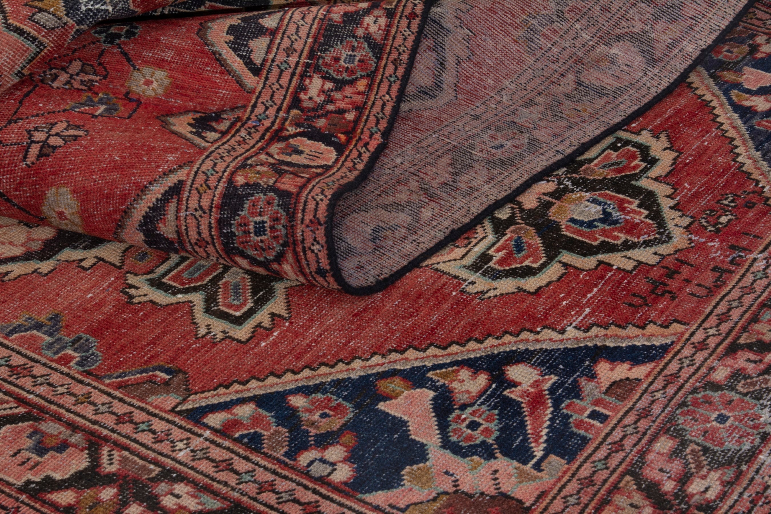 Persian Arak runner rug in faded red and navy, view 15 of 18
