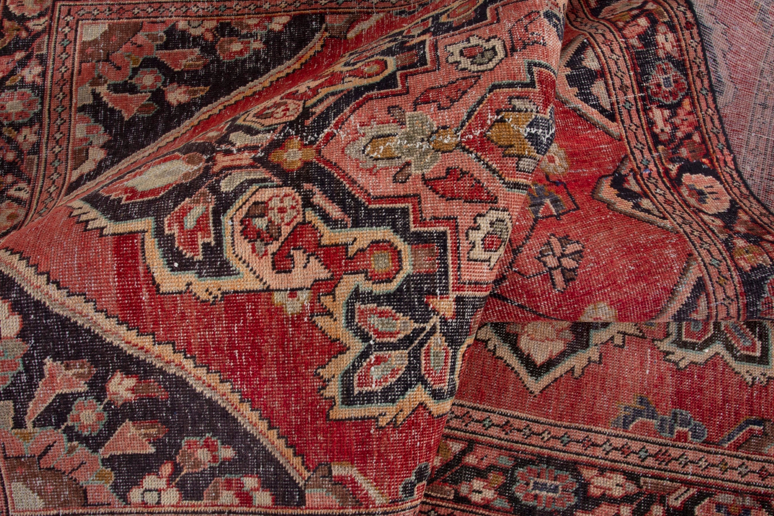 Persian Arak runner rug in faded red and navy, view 16 of 18