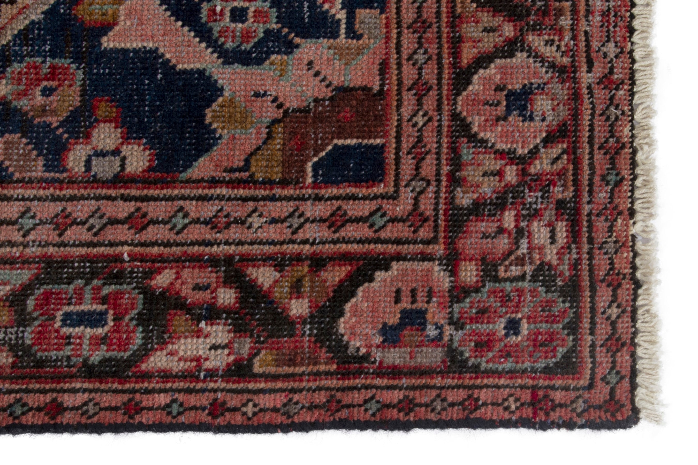Persian Arak runner rug in faded red and navy, view 10 of 18