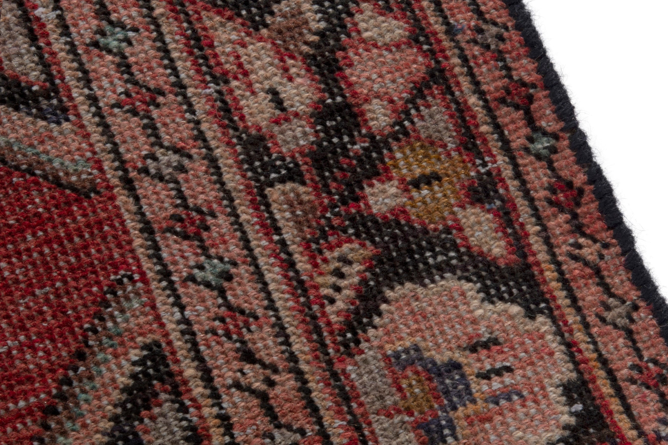 Persian Arak runner rug in faded red and navy, view 9 of 18