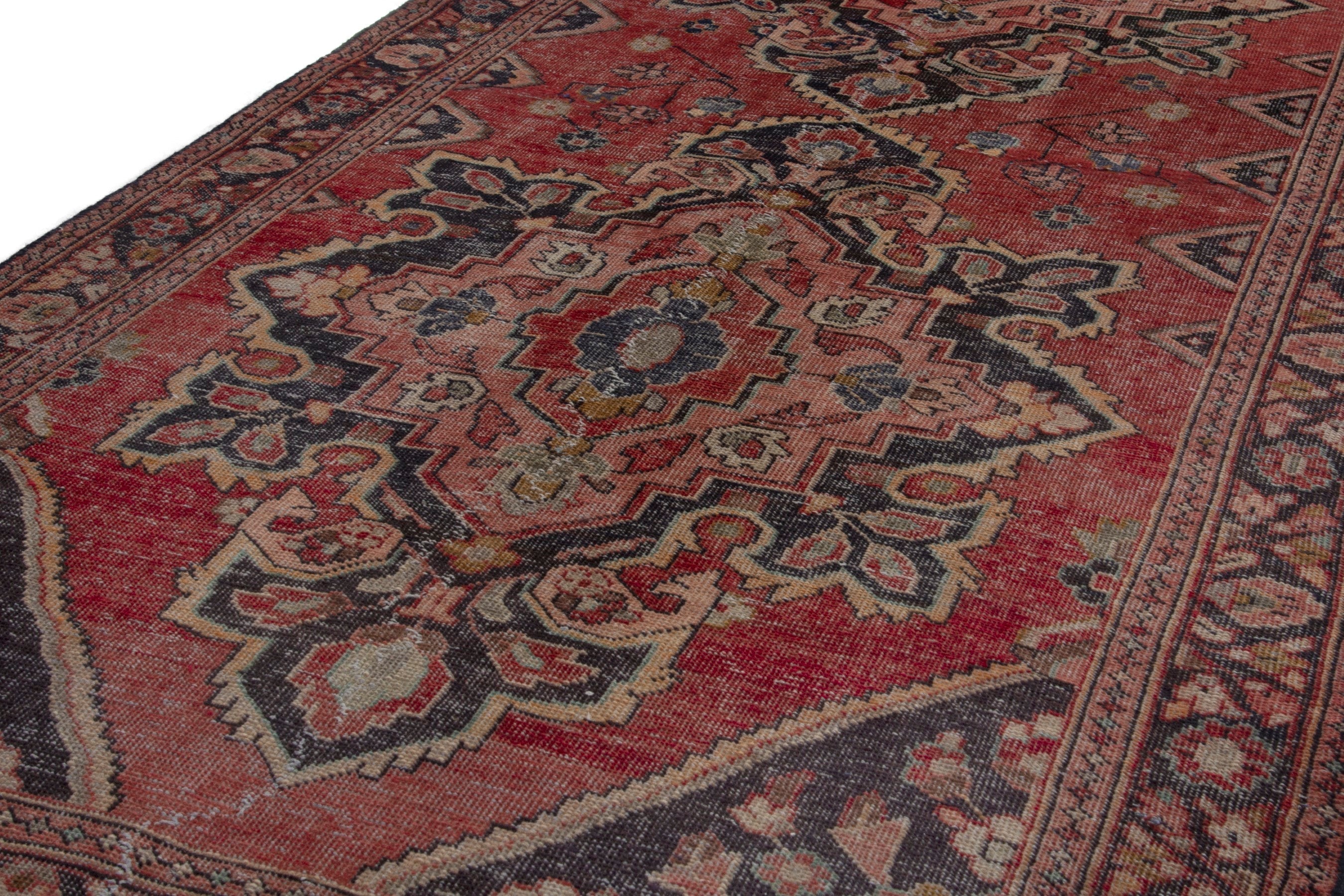 Persian Arak runner rug in faded red and navy, view 7 of 18