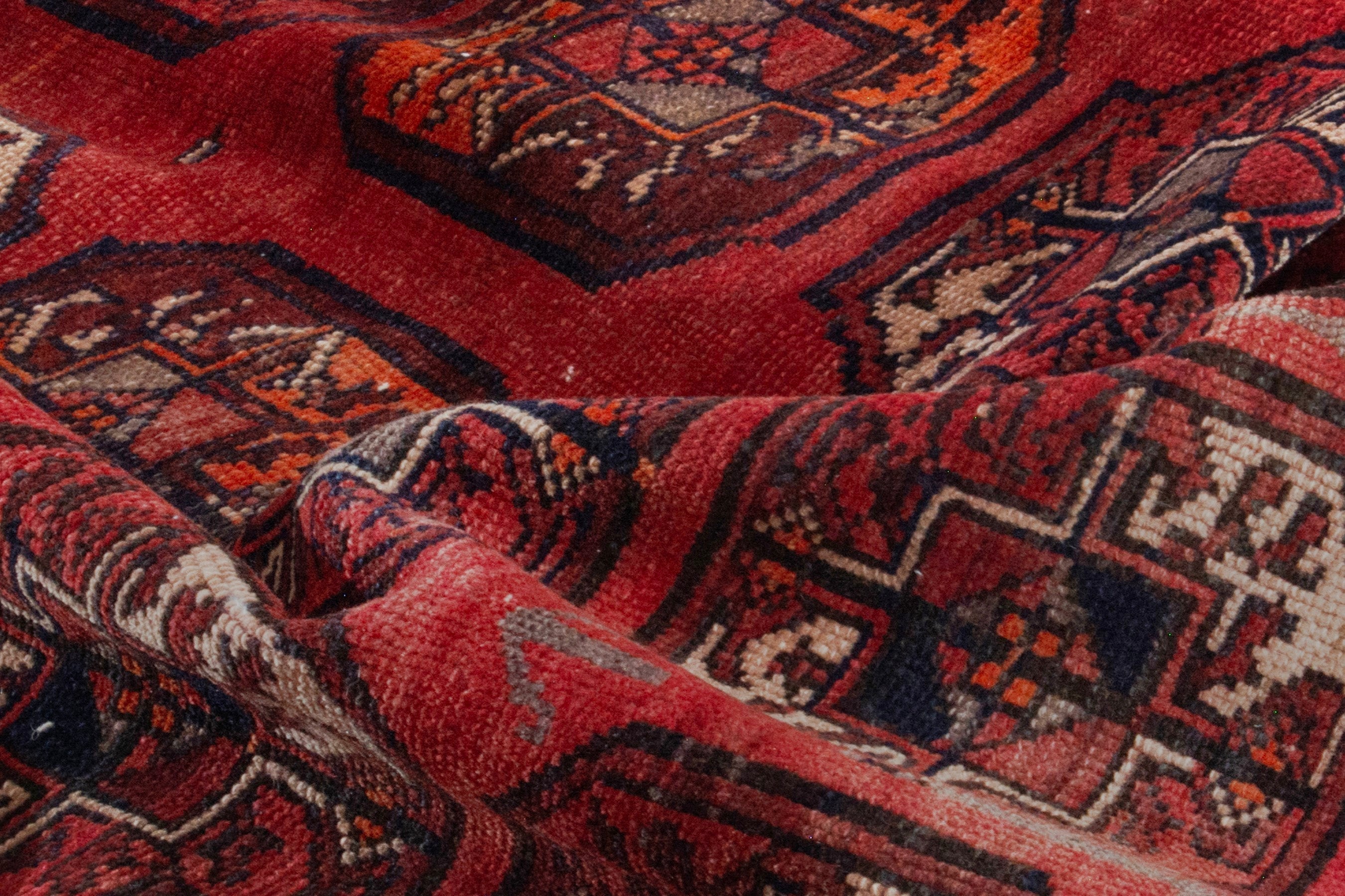 Persian Ghoochan area rug in deep red and burgundy, view 18 of 19