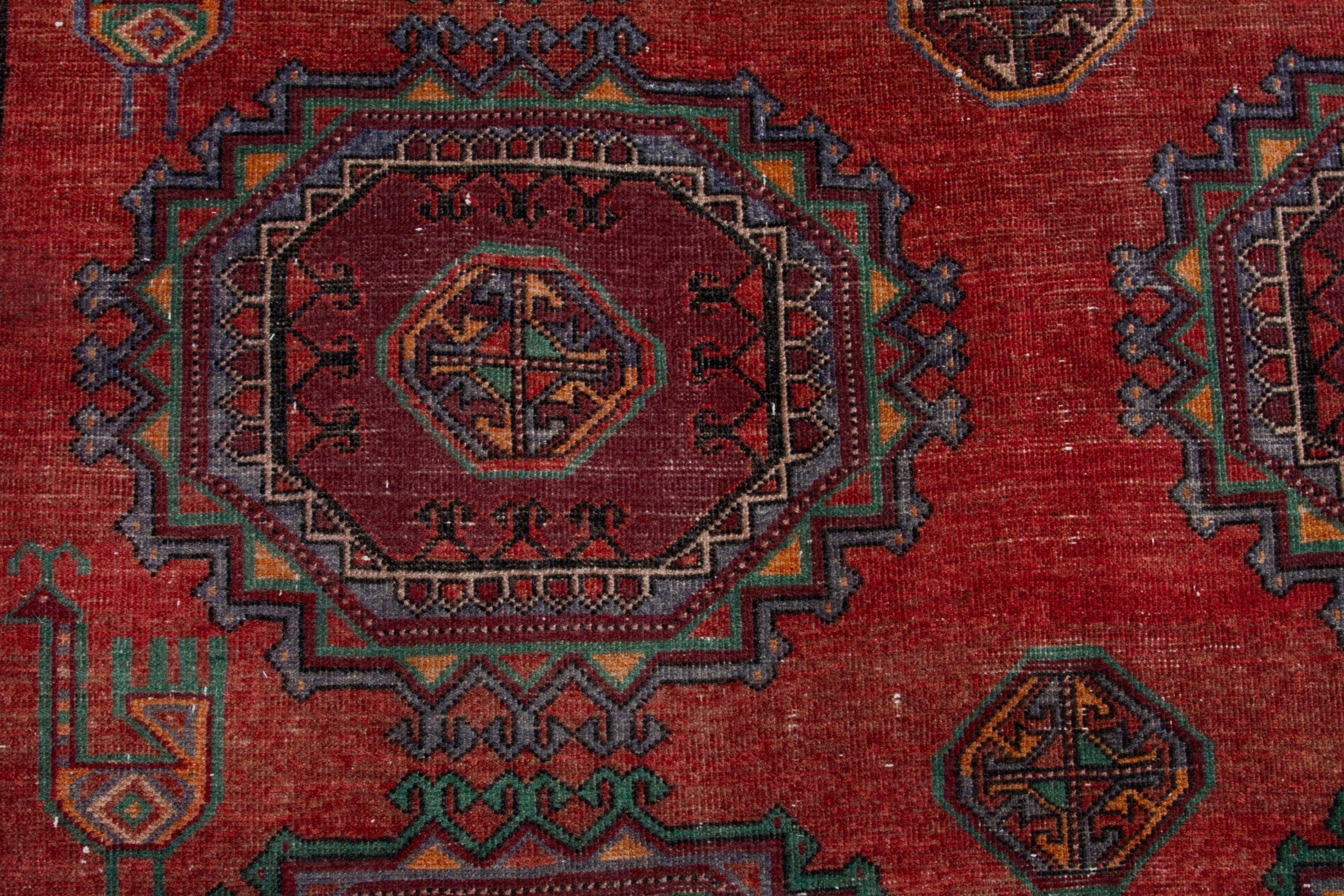 Persian Torkaman area rug in deep red and burgundy, view 14 of 18