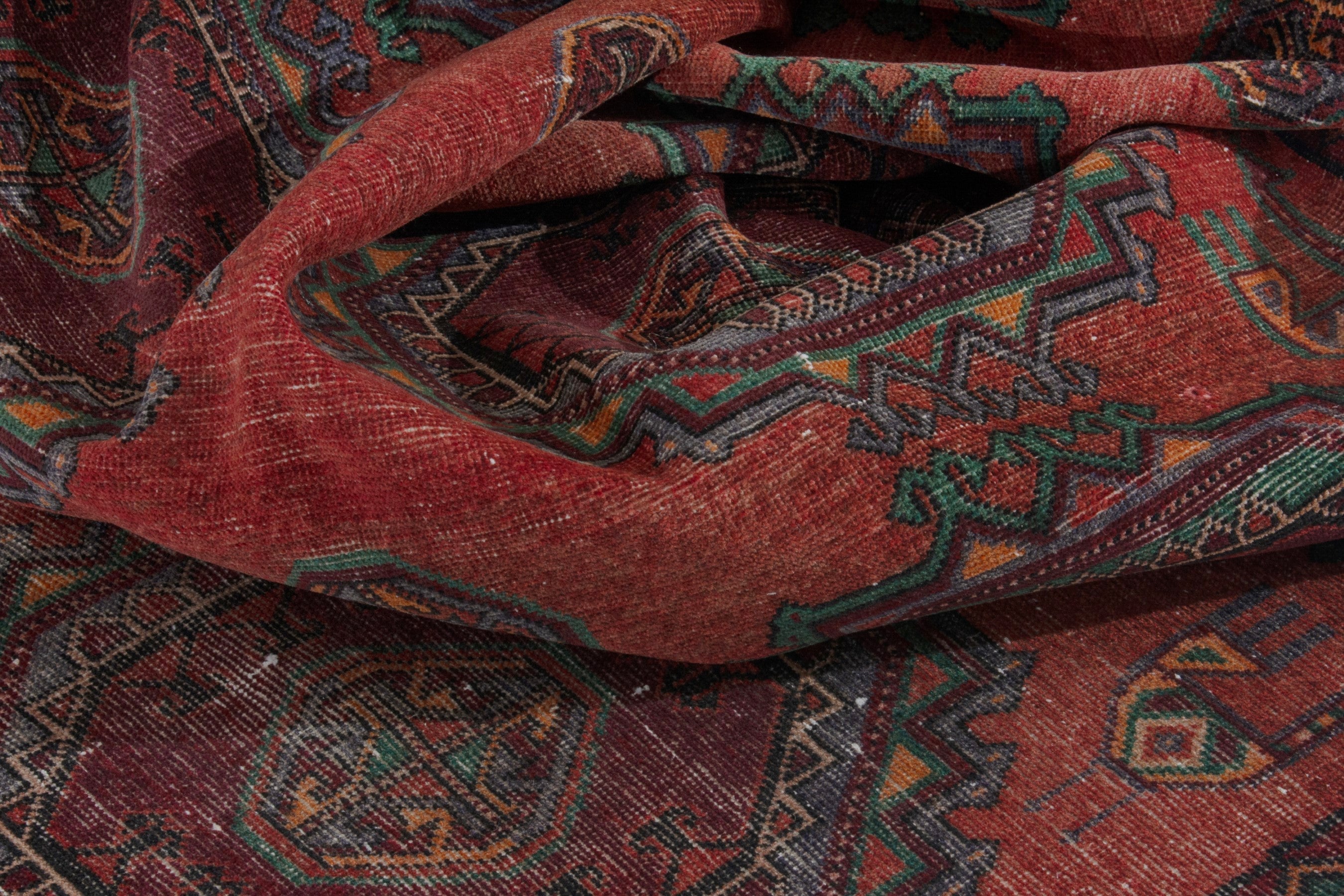Persian Torkaman area rug in deep red and burgundy, view 15 of 18