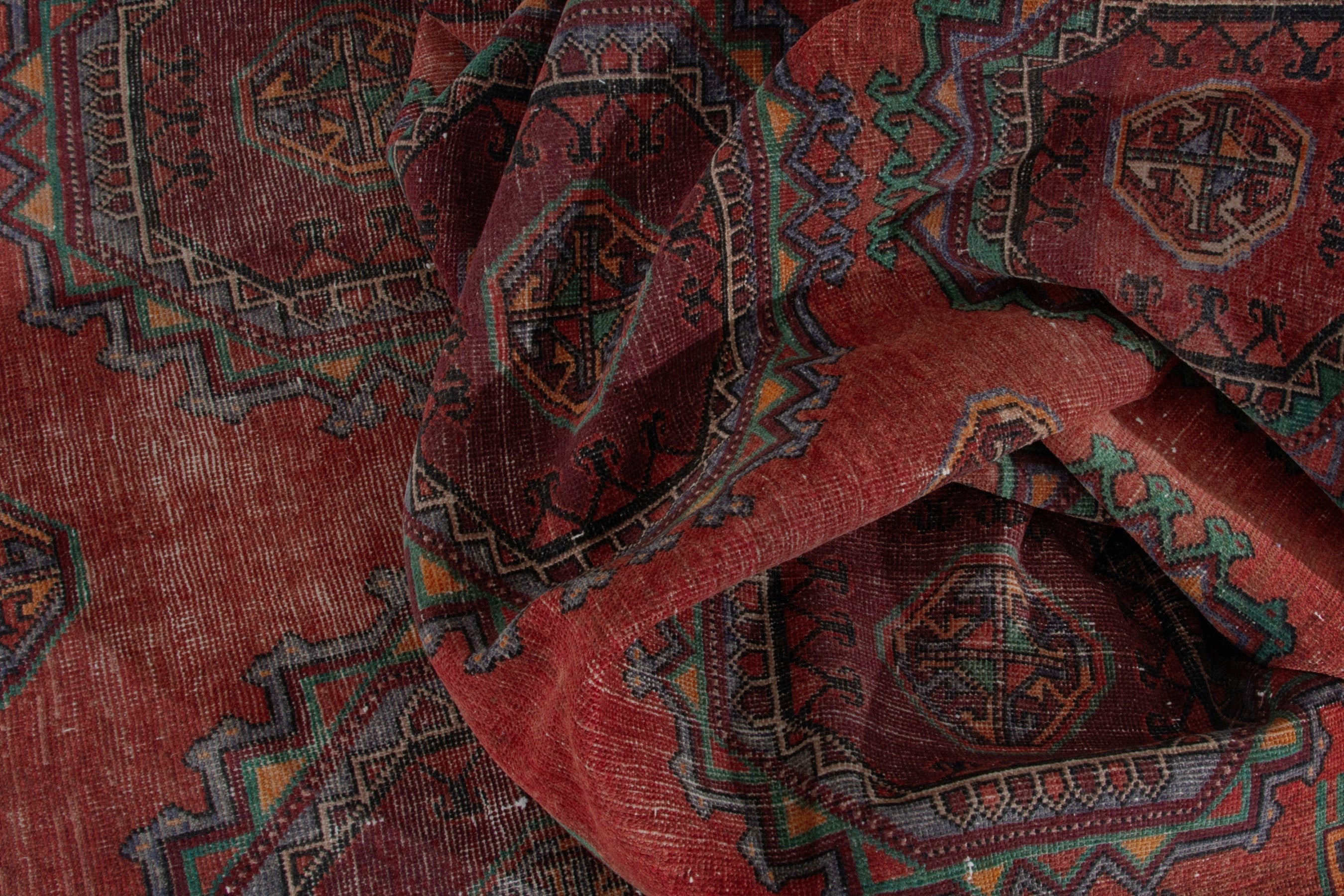 Persian Torkaman area rug in deep red and burgundy, view 16 of 18