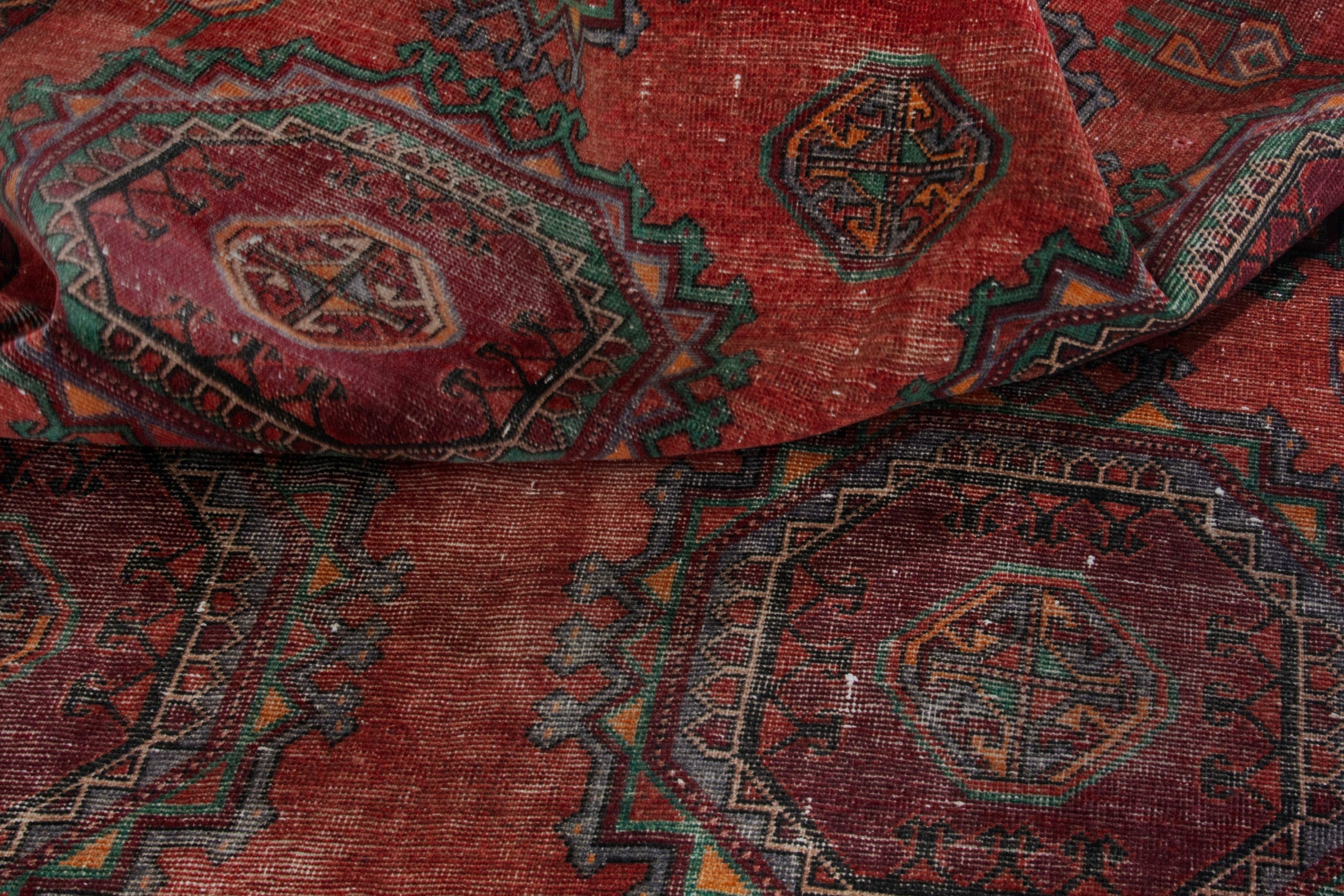 Persian Torkaman area rug in deep red and burgundy, view 17 of 18