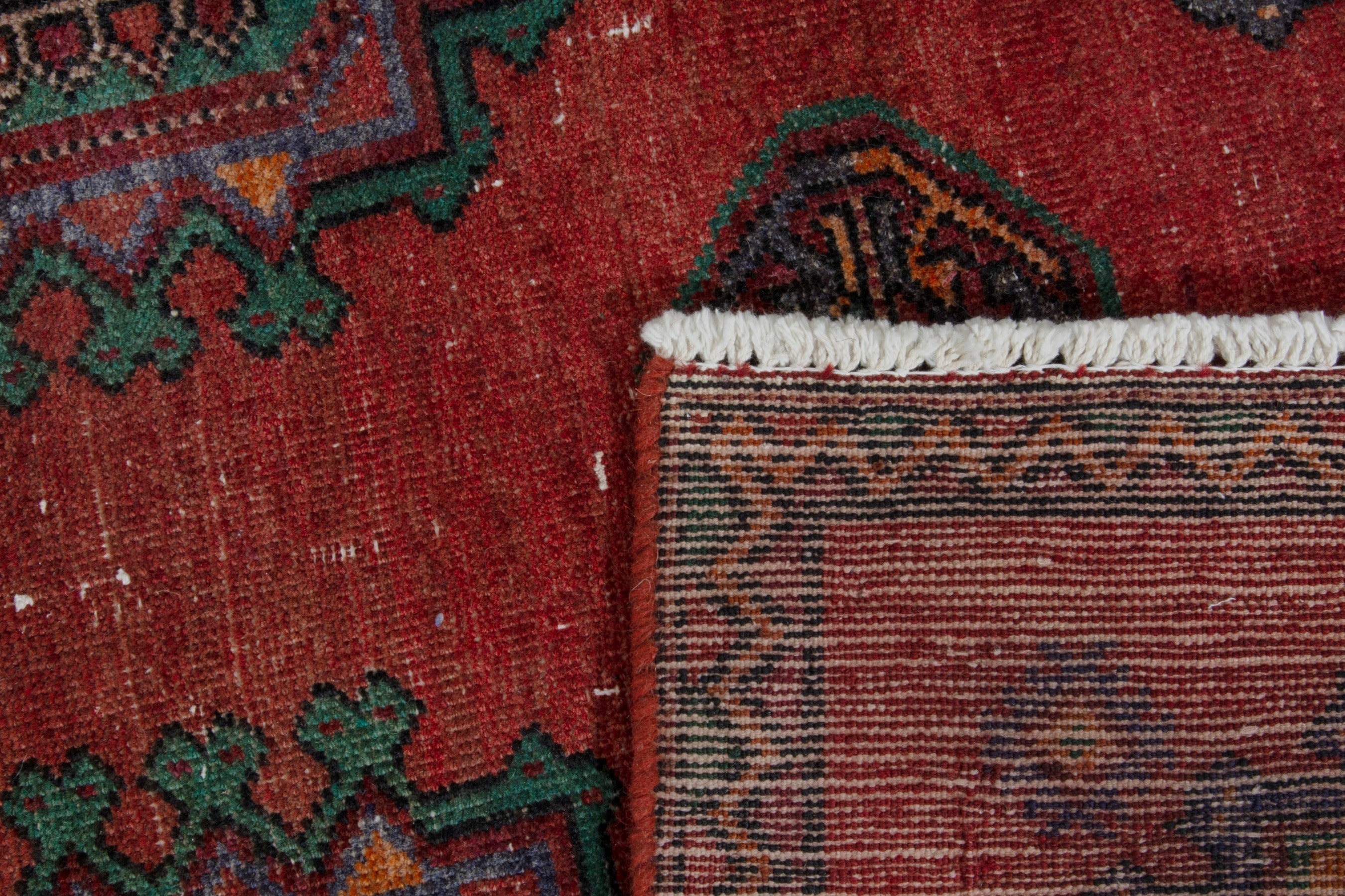 Persian Torkaman area rug in deep red and burgundy, view 18 of 18