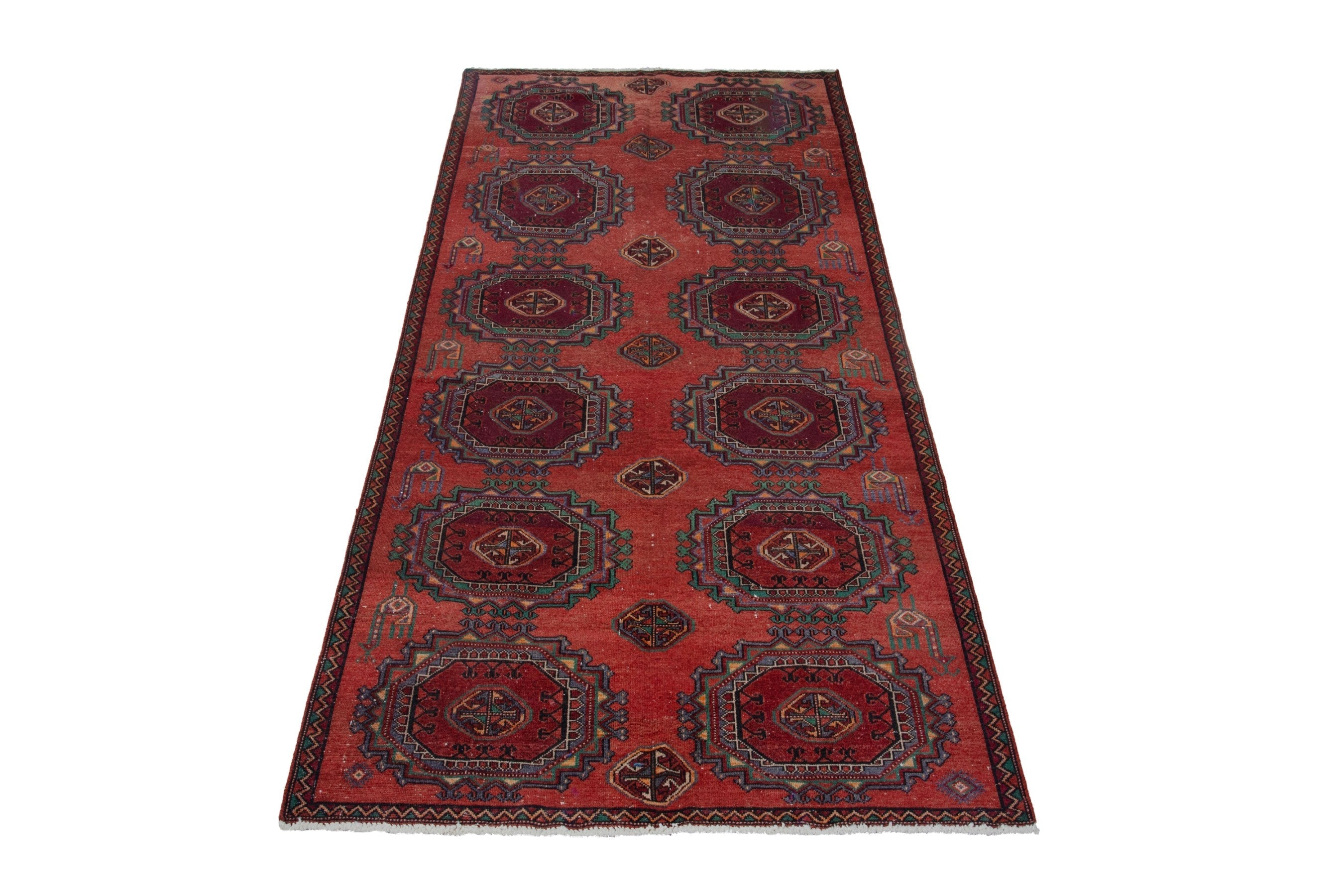 Persian Torkaman area rug in deep red and burgundy, view 2 of 18
