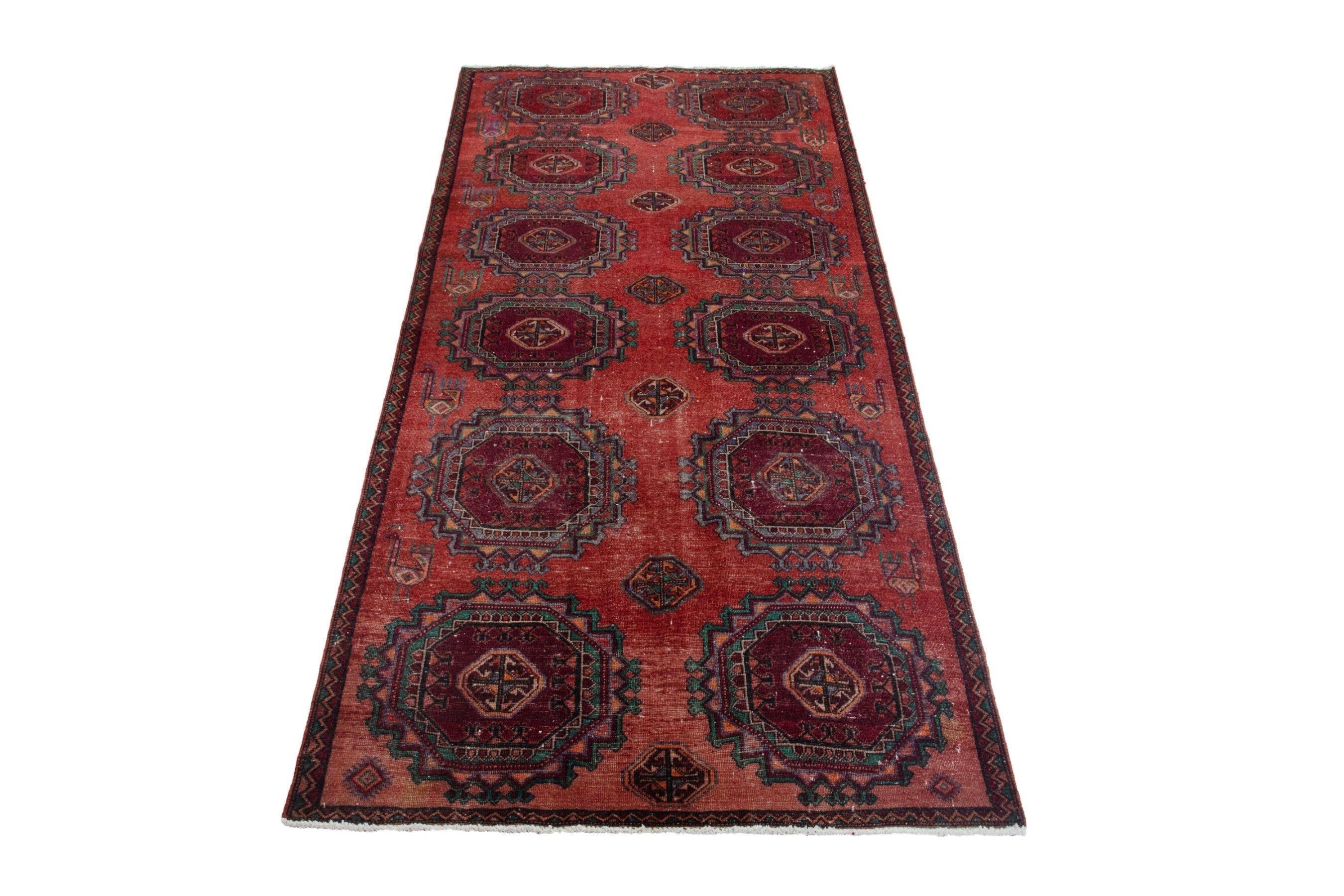 Persian Torkaman area rug in deep red and burgundy, view 3 of 18