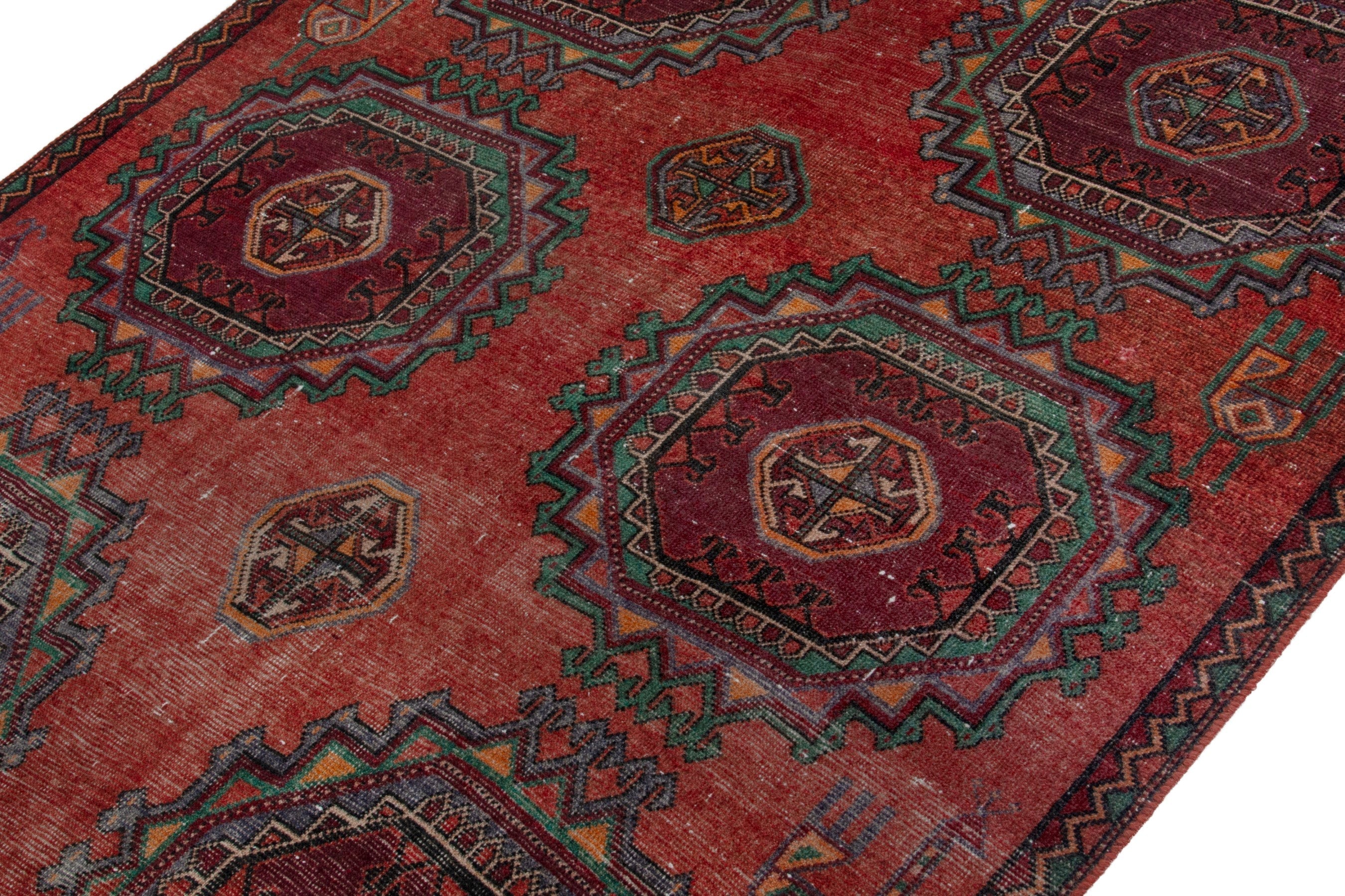 Persian Torkaman area rug in deep red and burgundy, view 4 of 18