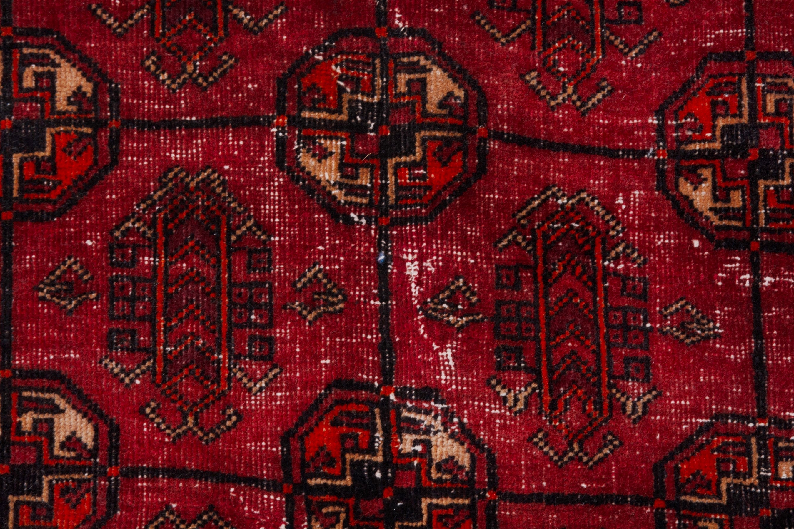 Persian Torkaman area rug in deep red and burgundy, view 14 of 20