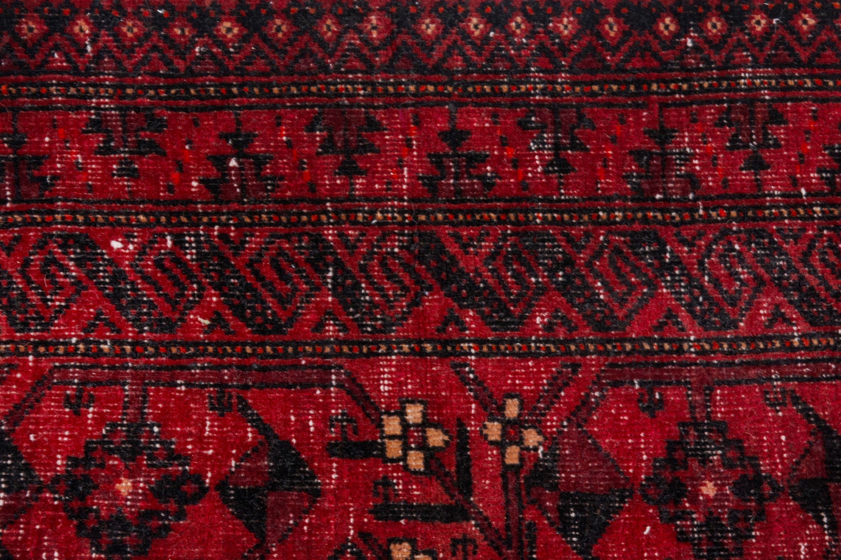 Persian Torkaman area rug in deep red and burgundy, view 12 of 20